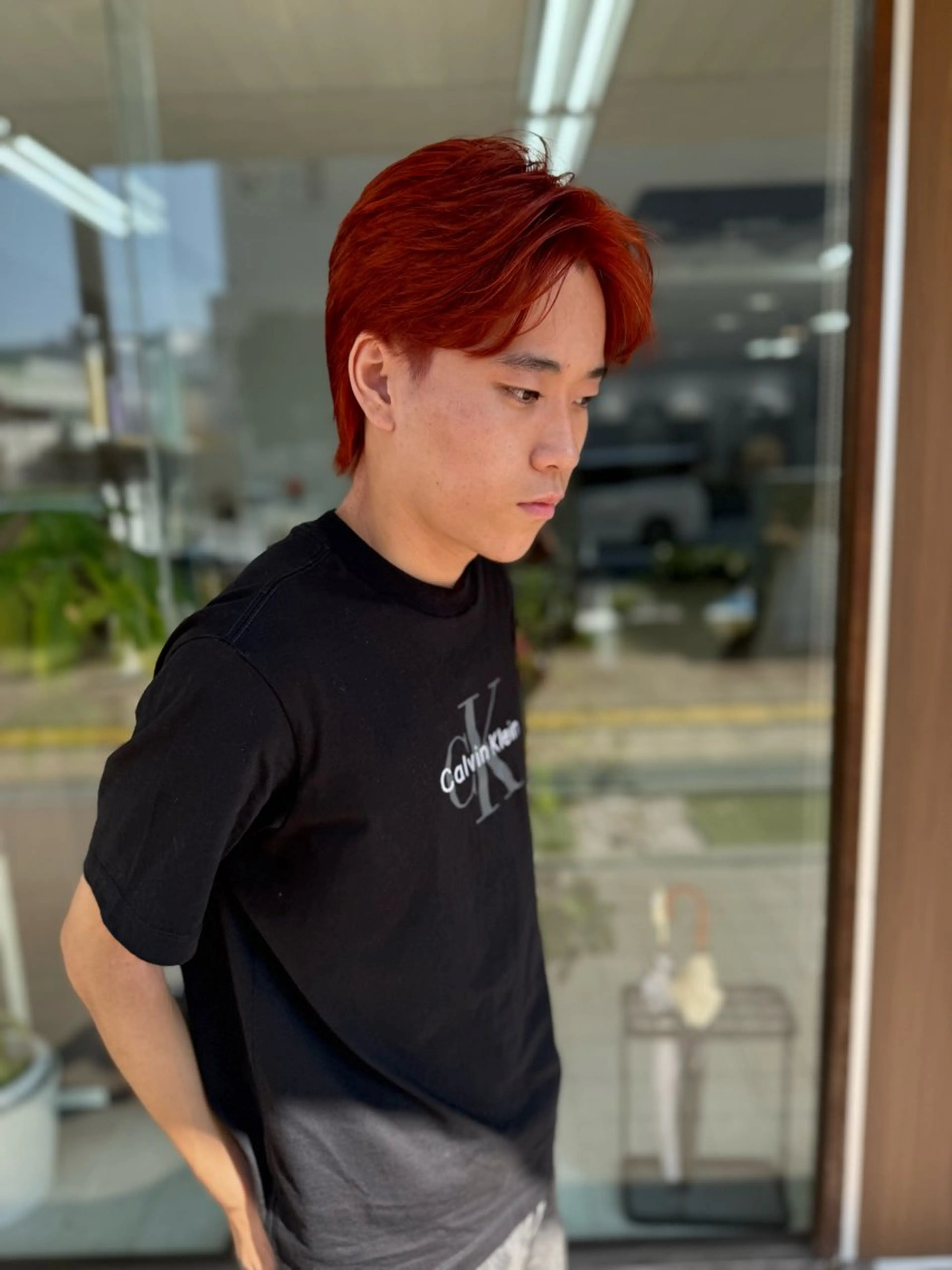 ショート カラー メンズ オレンジ レッドカラー ヘアカラー メンズパーマの達人 / タカシマダイスケのヘアスタイル