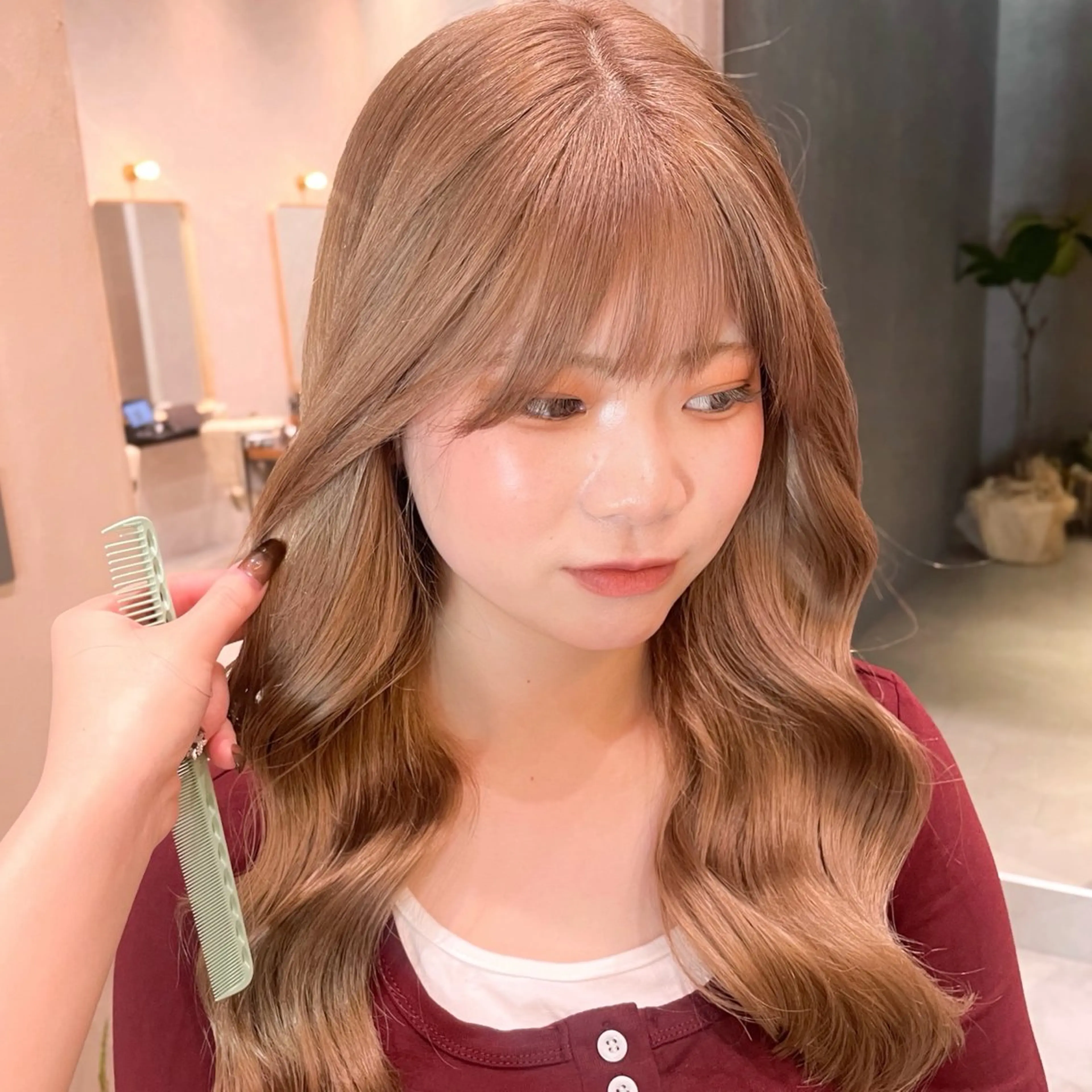 セミロング カラー ベージュカラー ブリーチ レイヤー/柔らか 透明感カラー/ゆきなのヘアスタイル