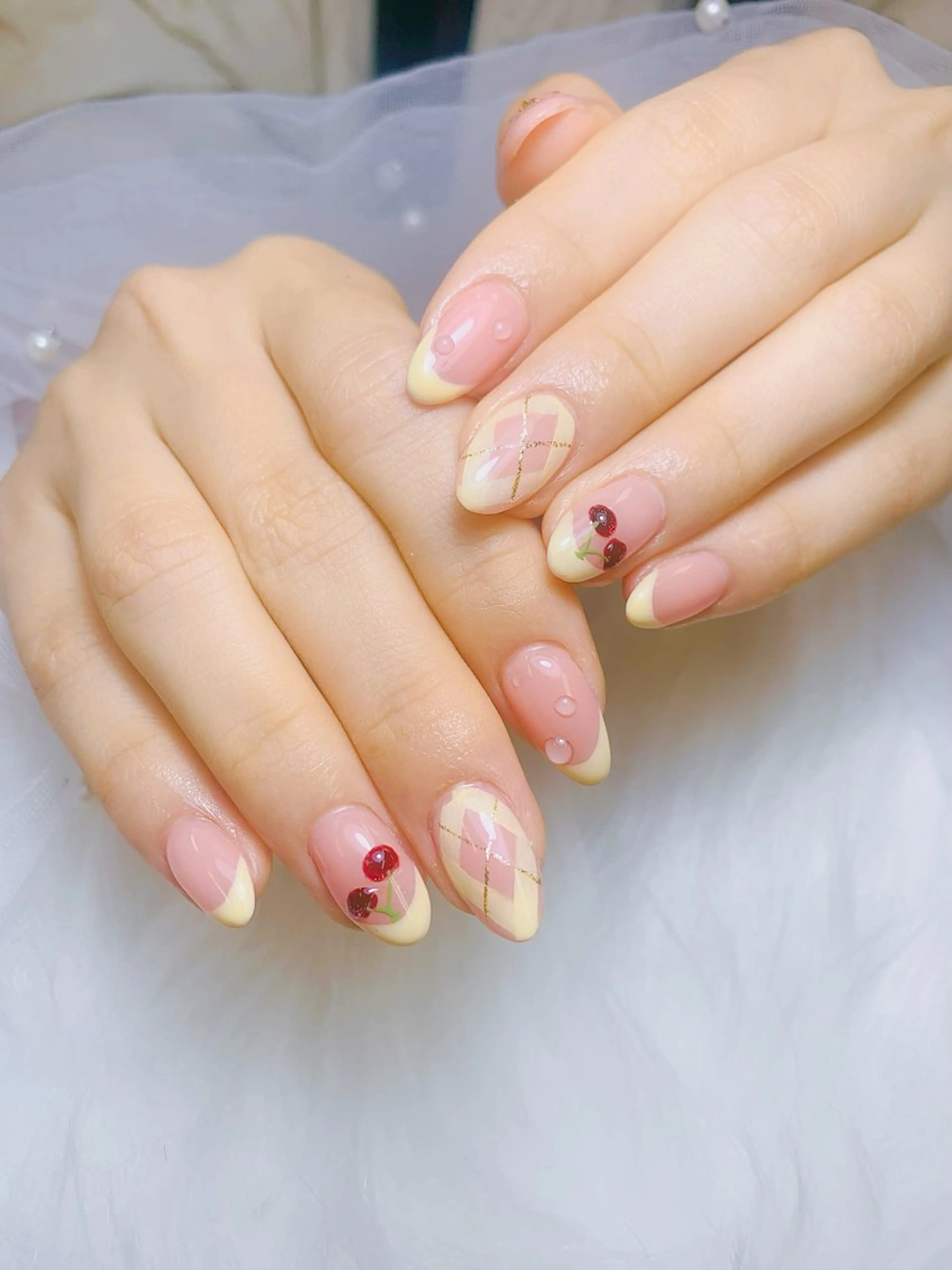 ネイル チークネイル 長さ出し フラッシュネイル フレンチネイル グラデーション ハンドネイル AN NAIL SALONのネイルデザイン
