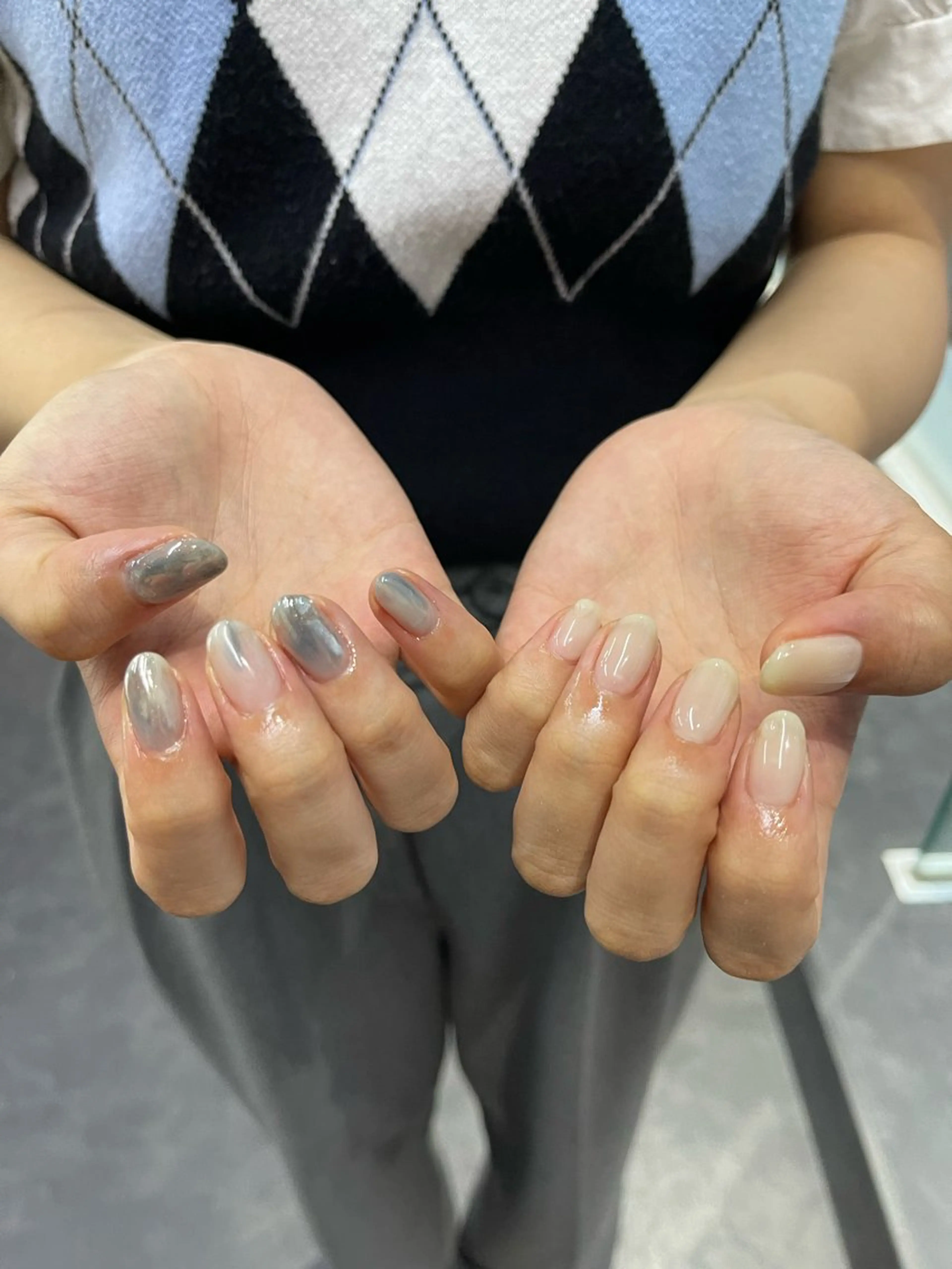 ネイル フレンチネイル マグネットネイル ニュアンスネイル ワンカラーネイル ハンドネイル GRANDE大須 Cecil💜のネイルデザイン