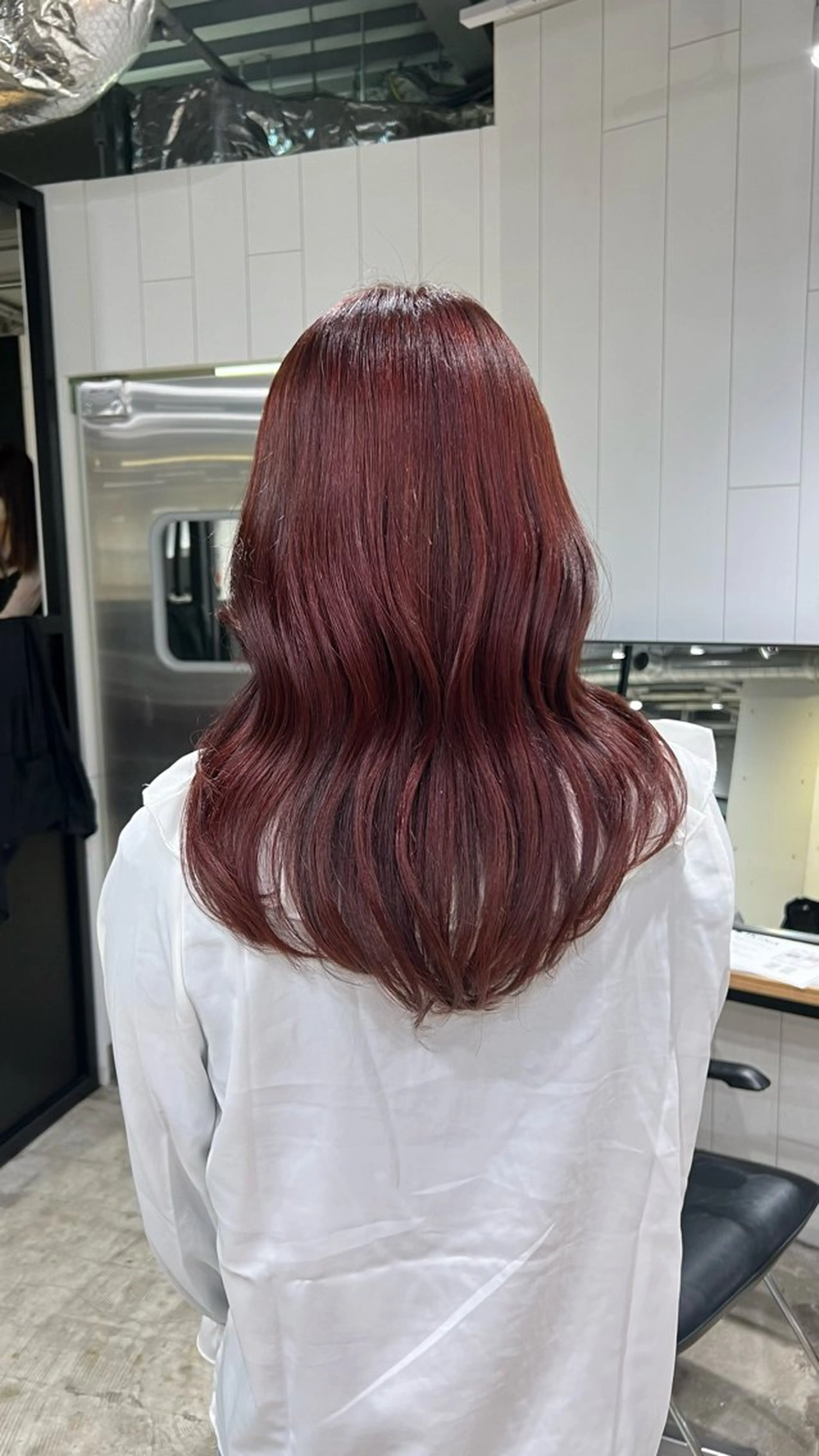 セミロング カラー レッドカラー 🎀ハイトーン特化/ 池袋/miyu🎀のヘアスタイル