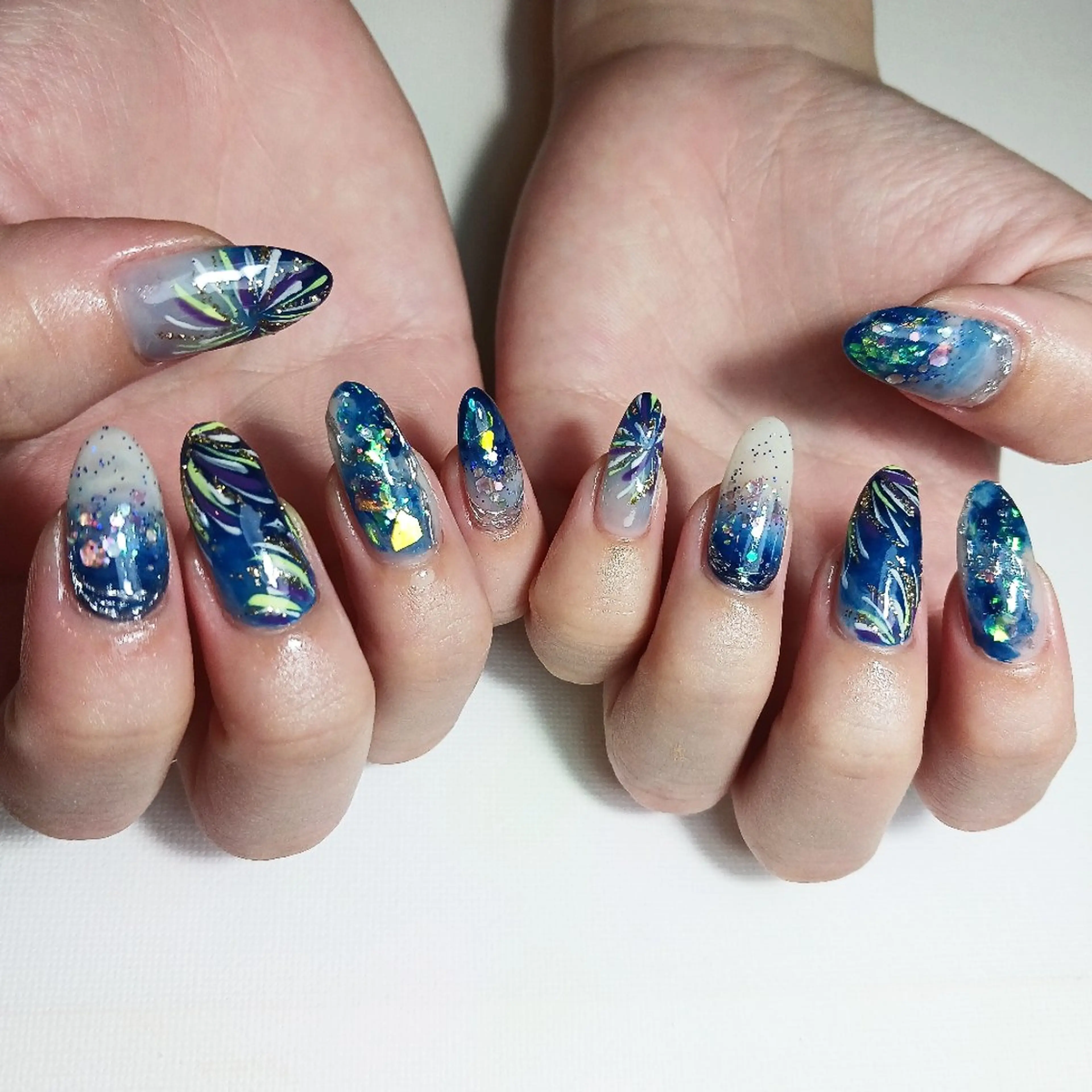 ネイル ジェルネイル 持ち込み ショートネイル 夏ネイル ハンドネイル owlnail /持込みデザイン専門のネイルデザイン