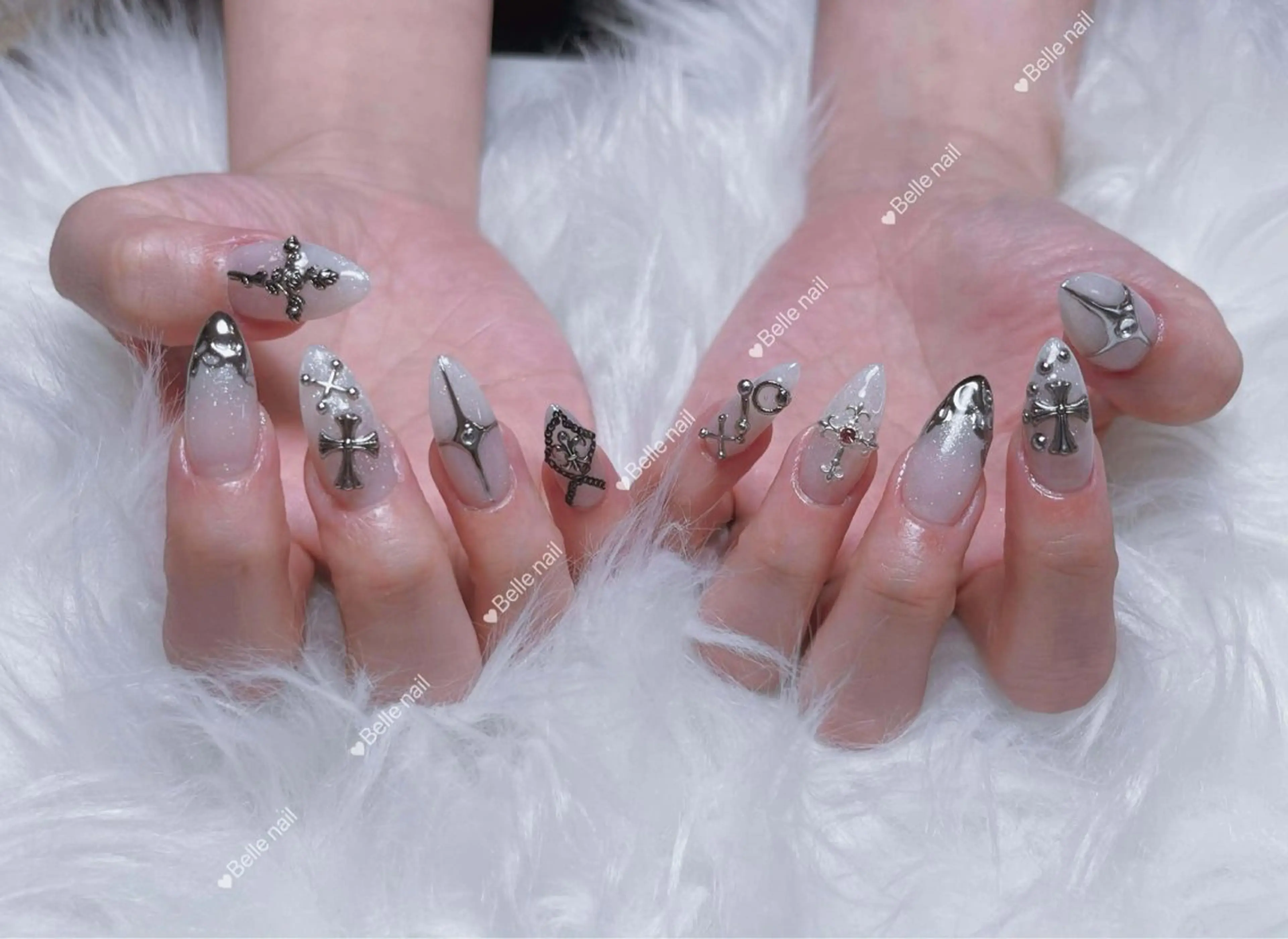 ネイル チークネイル クリアネイル ガーリー キラキラネイル 韓国ネイル アンアンBelle Nail 池袋のネイルデザイン