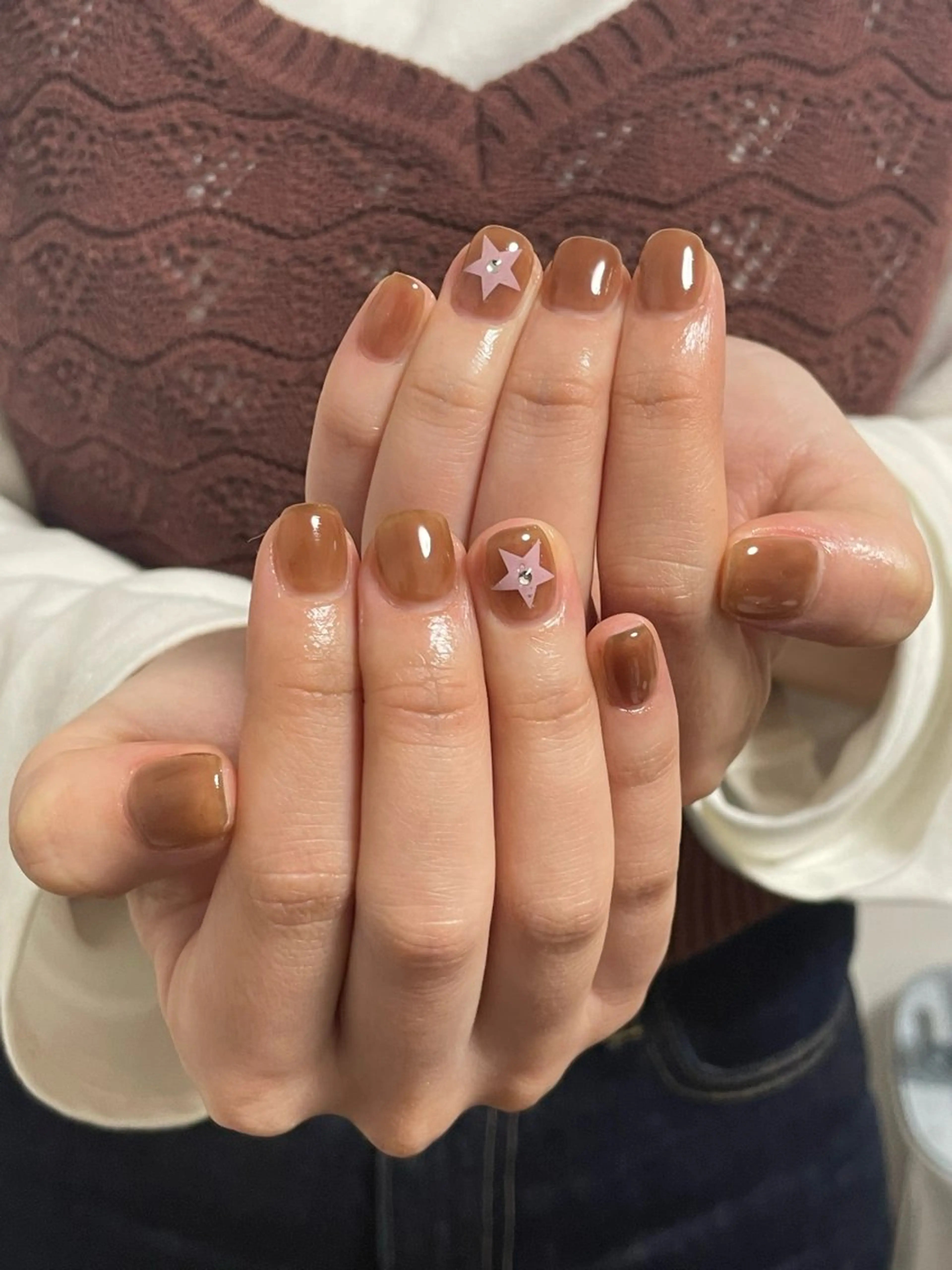 ネイル ブラウン ワンカラーネイル miku・:*+ angelicaのネイルデザイン