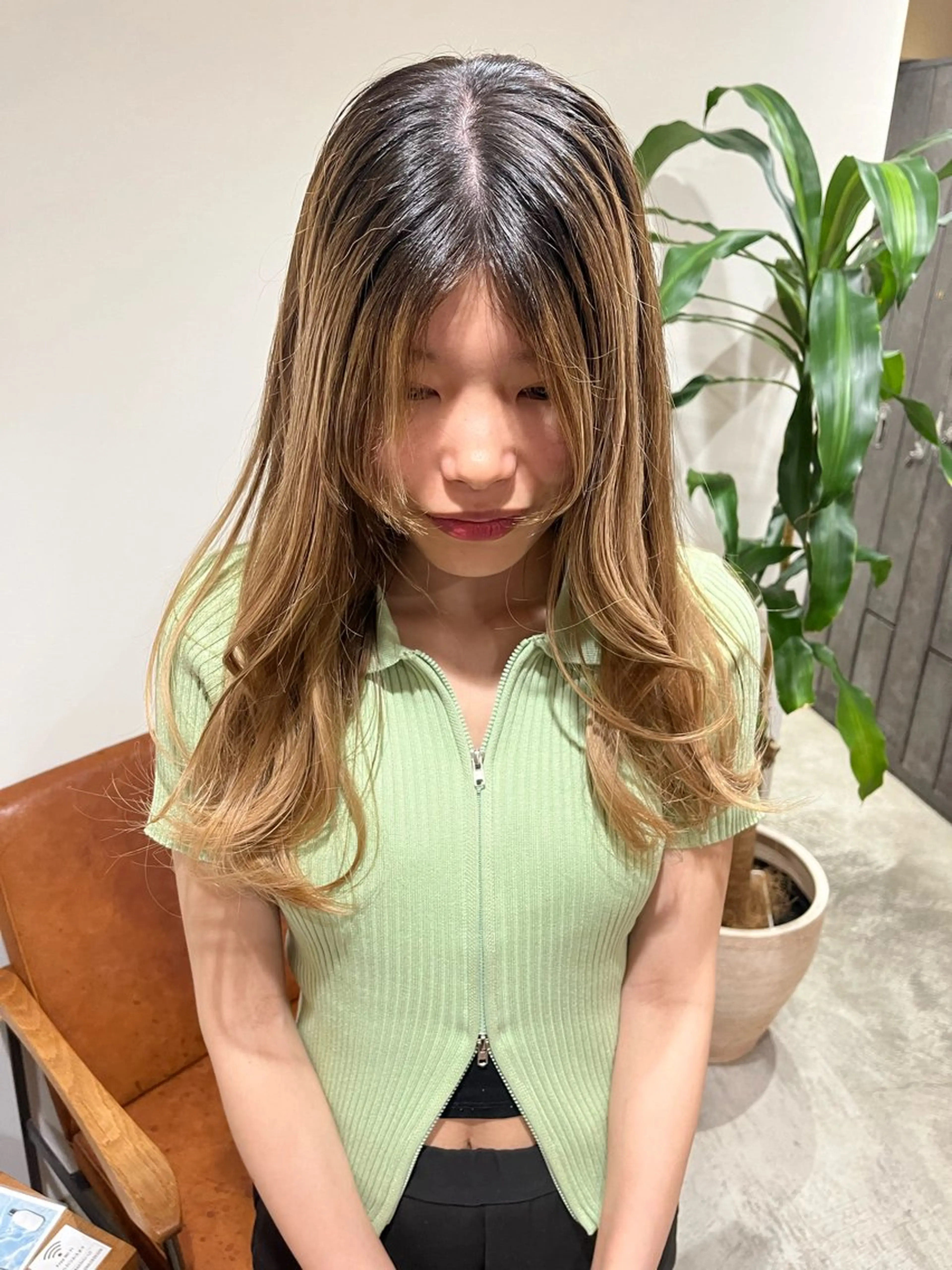 ロング 顔まわりレイヤー 顔周りカット レイヤーカット カット 梅田美容室/カット /Maoのヘアスタイル