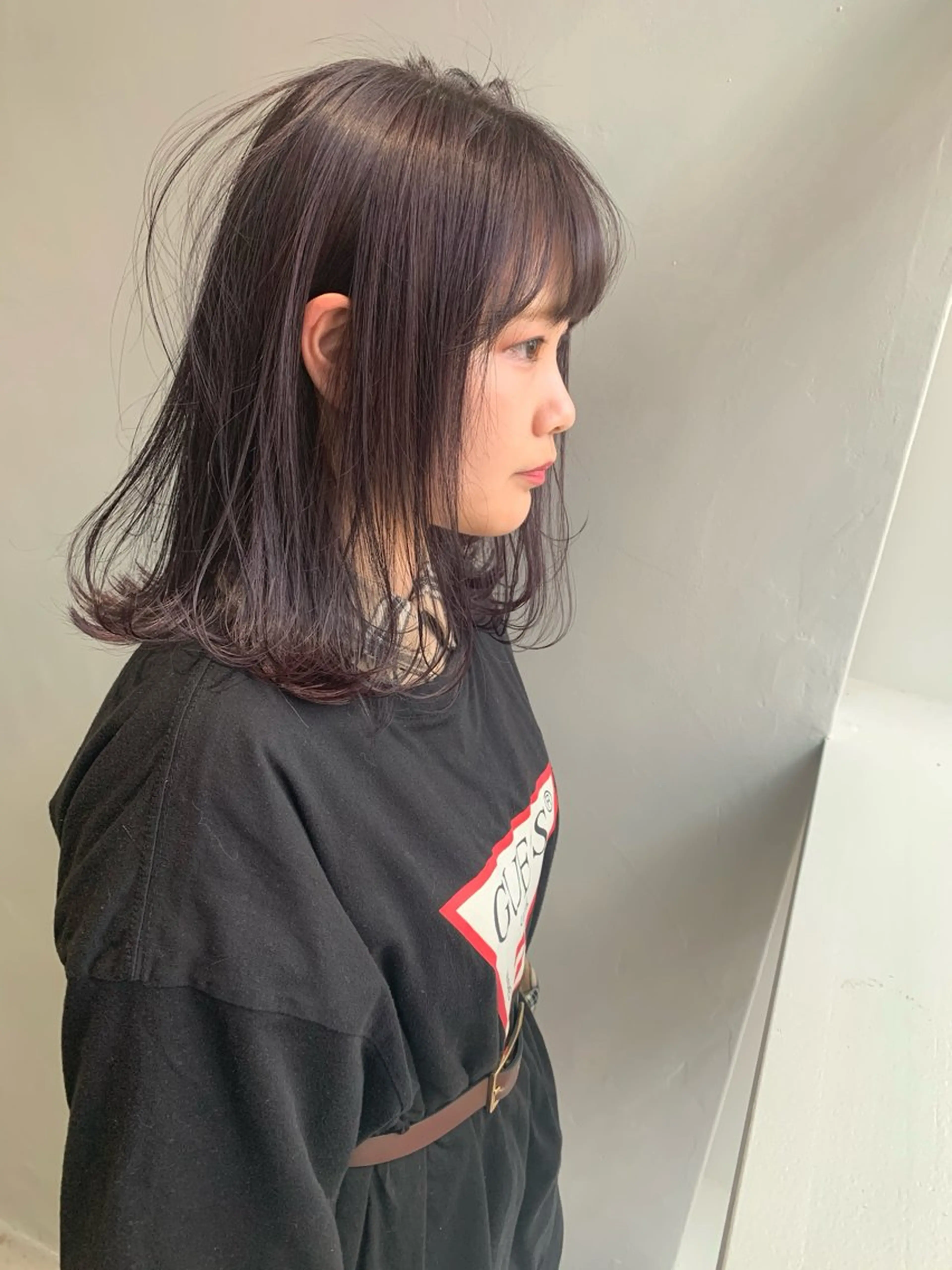 ミディアム カラー グレージュ ラベンダーカラー ラベンダーグレージュ ラベンダーグレー ボブ カット ヘアカラー トリートメント レイヤーカット🪄 耳ツボ🎀Ayumiのヘアスタイル