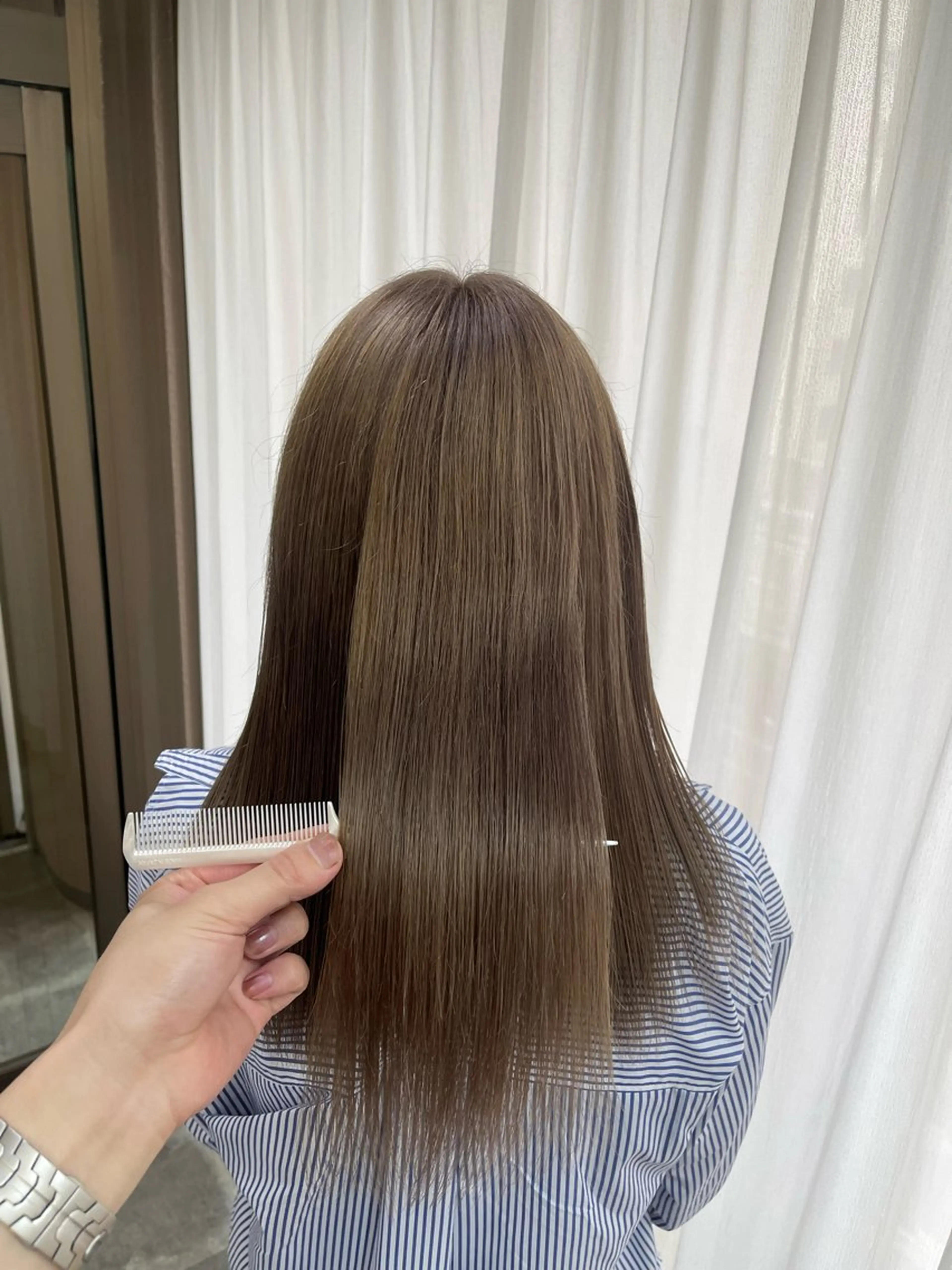 セミロング カラー ベージュカラー ブリーチ ケアブリーチ デザインカラー ダブルカラー ダブルカラー/ 髪質改善💎安藤のヘアスタイル