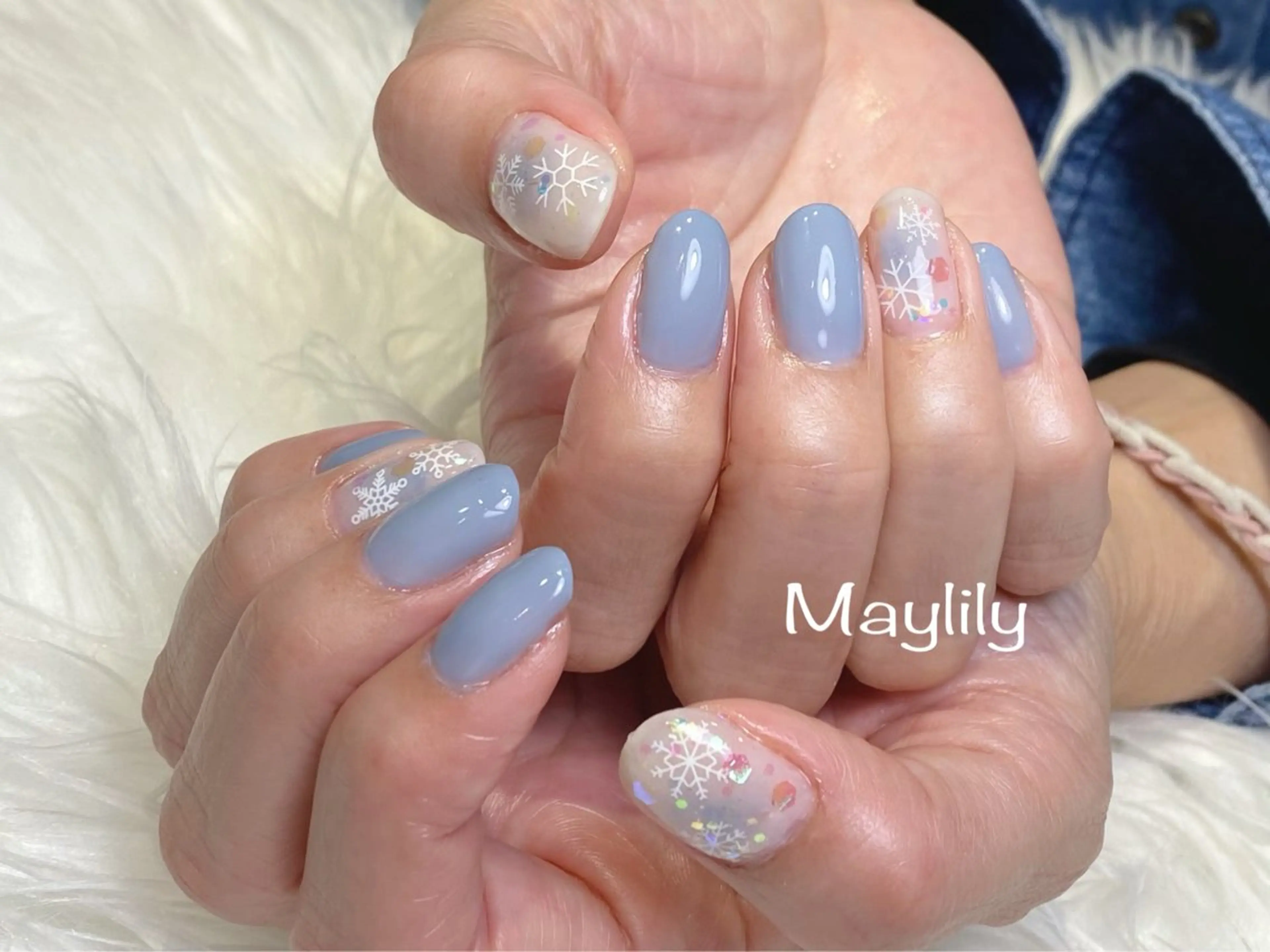 ネイル ブルー ハンドネイル Nail salon Maylilyのネイルデザイン