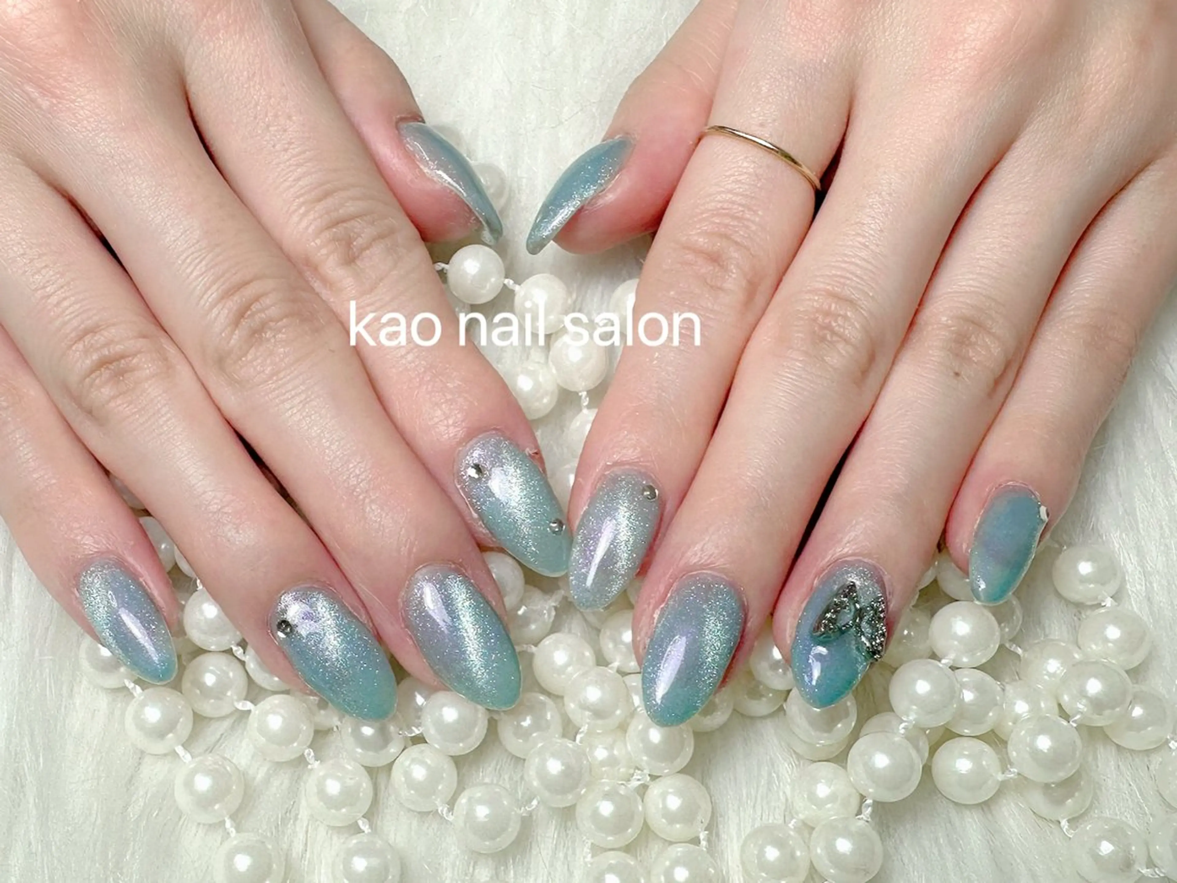 ネイル チークネイル 長さ出し フレンチネイル ジェルネイル ガラスフレンチ kao nail マグネット/長さだしのネイルデザイン