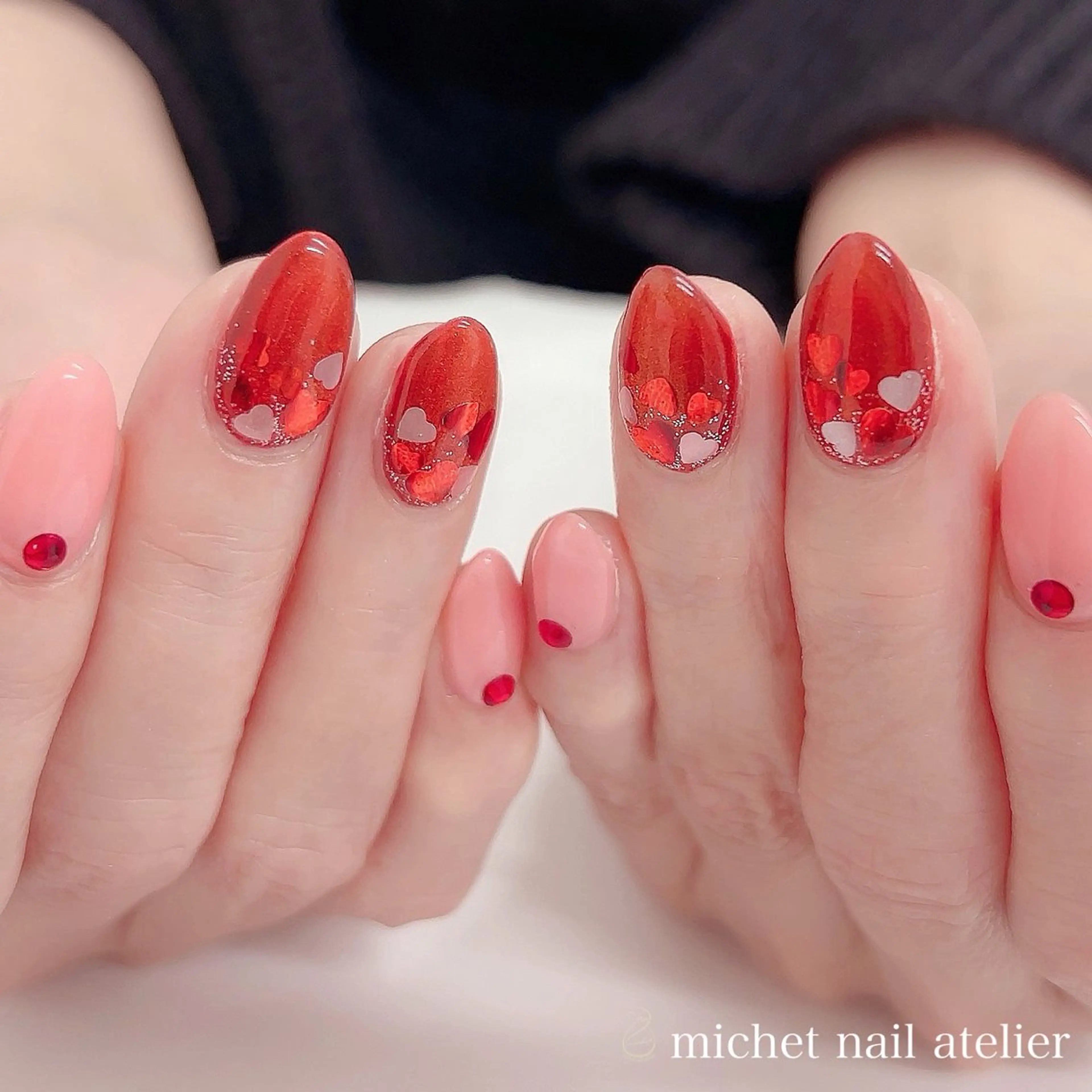 ネイル ジェルネイル ハート マグネットネイル ワンカラーネイル ピンク ハンドネイル h. rikaのネイルデザイン