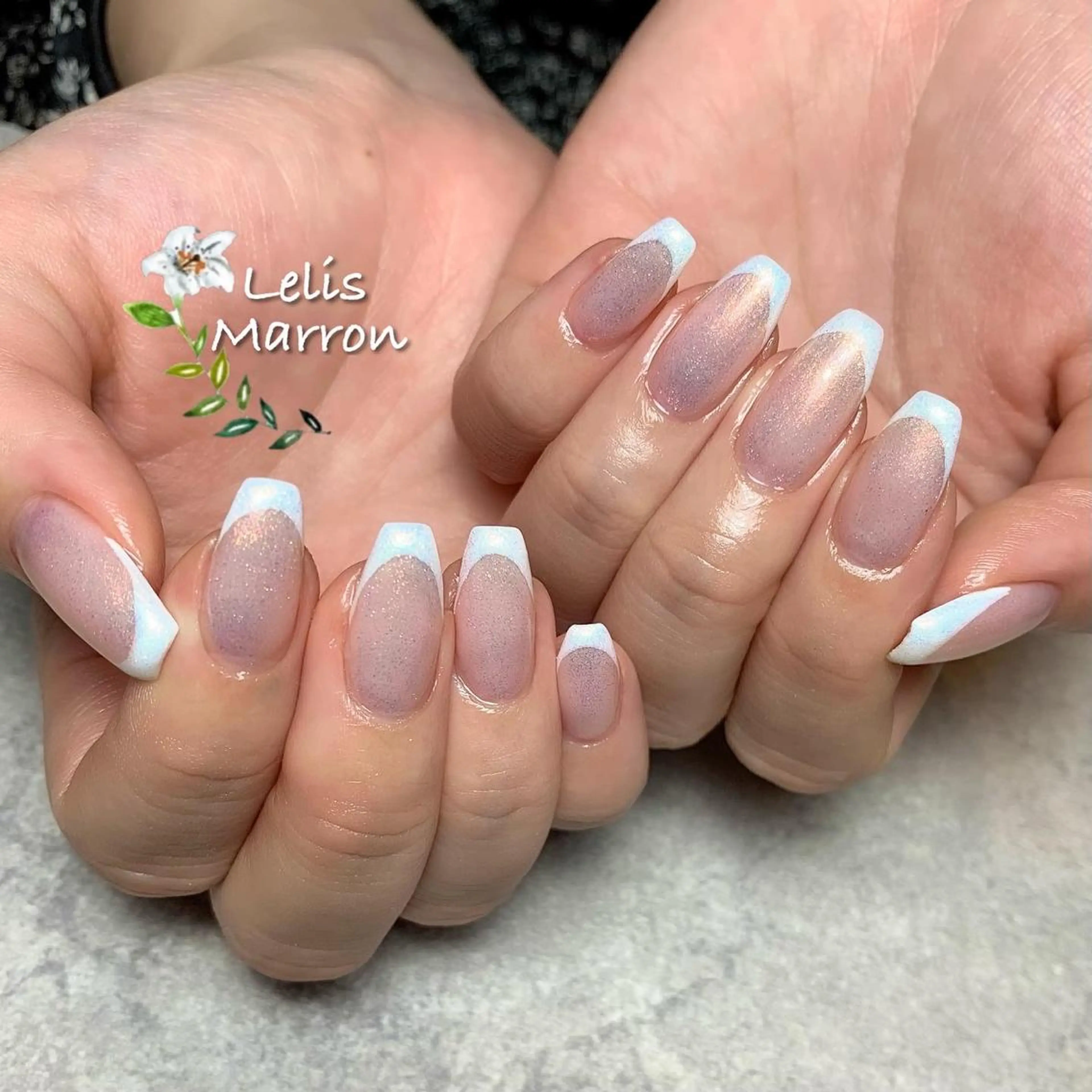 ネイル オーロラネイル フレンチネイル ニュアンスネイル オフィスネイル シンプルネイル ハンドネイル Lelis Marron所属・岸 侑李のネイルデザイン