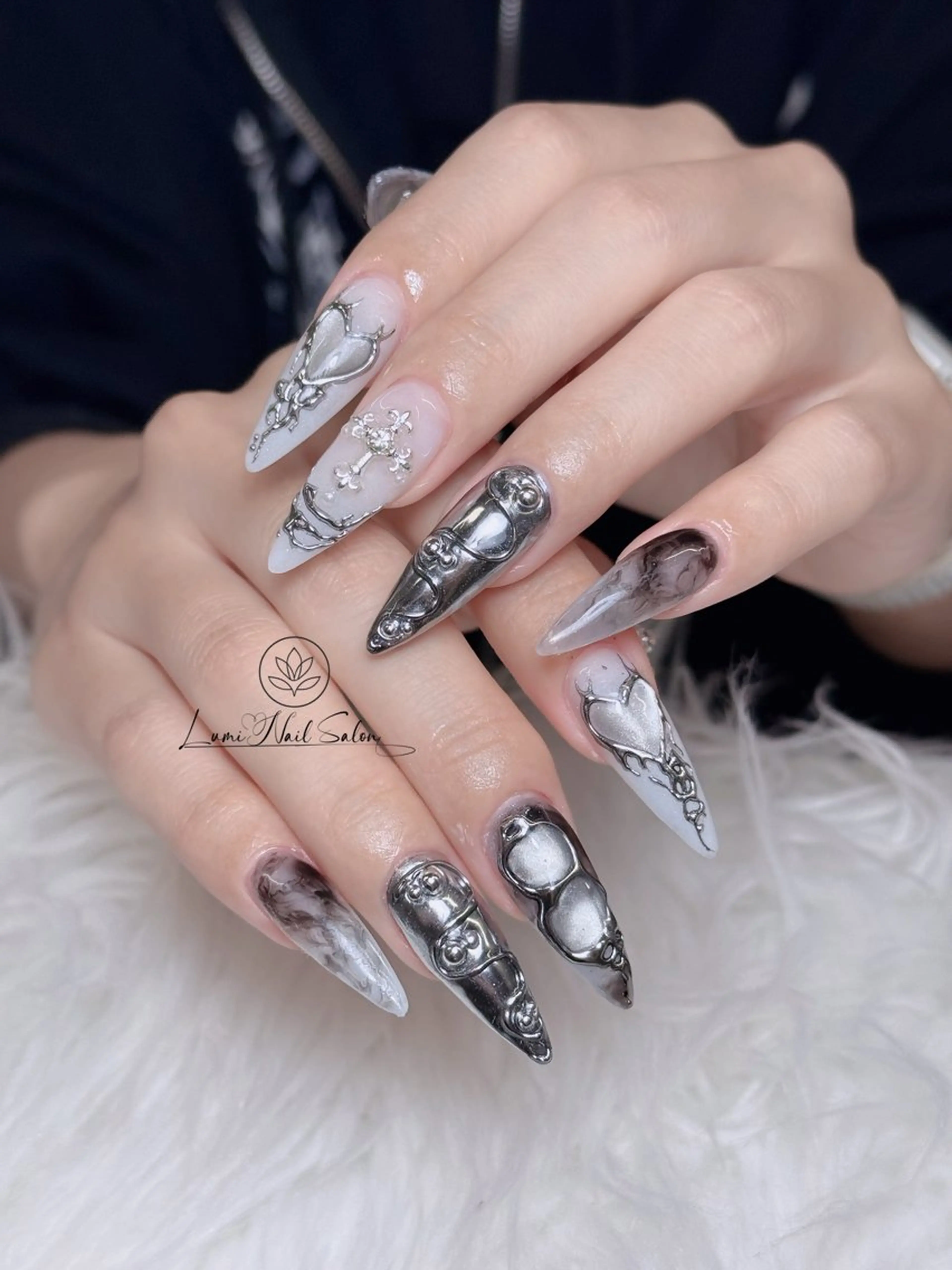 ネイル オーロラネイル チークネイル 長さ出し フレンチネイル 韓国ネイル ハンドネイル Lumi Shinokuboのネイルデザイン