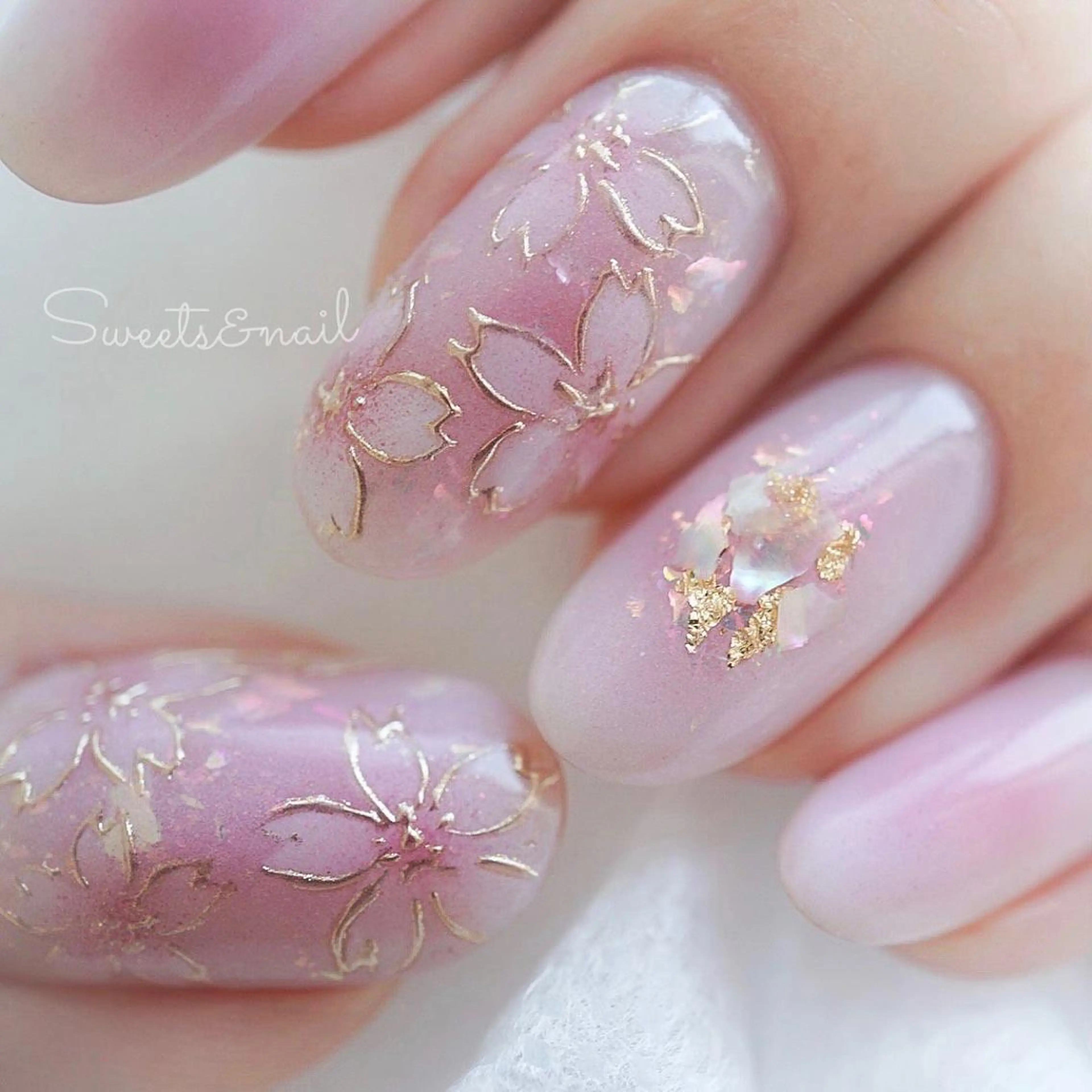 ネイル チークネイル 桜ネイル フラワーネイル ジェルネイル ピンク Sweets& nail みなこのネイルデザイン
