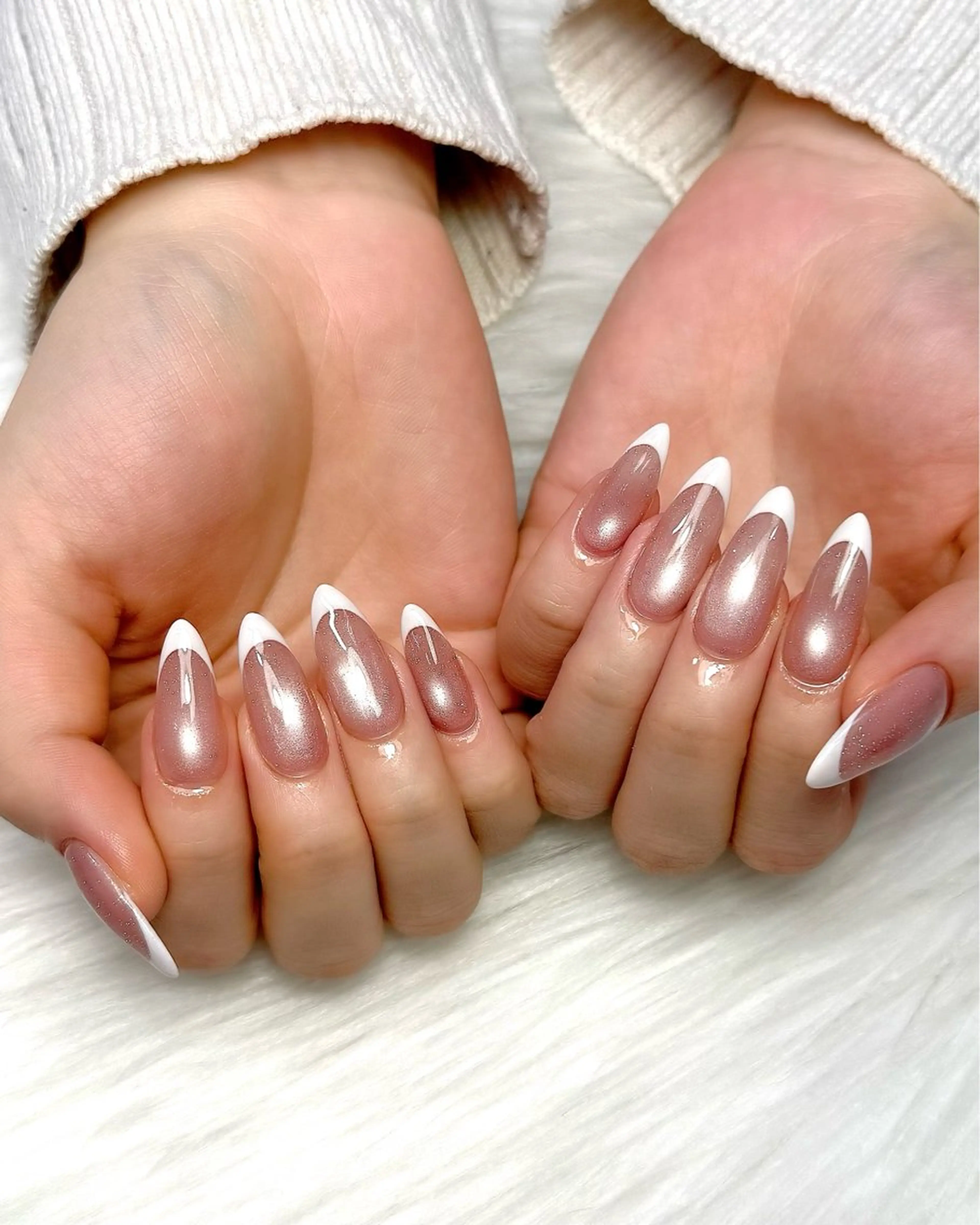 ネイル フレンチネイル マグネットネイル マグネットフレンチ ハンドネイル Lino+ ネイル&よもぎ蒸しのネイルデザイン