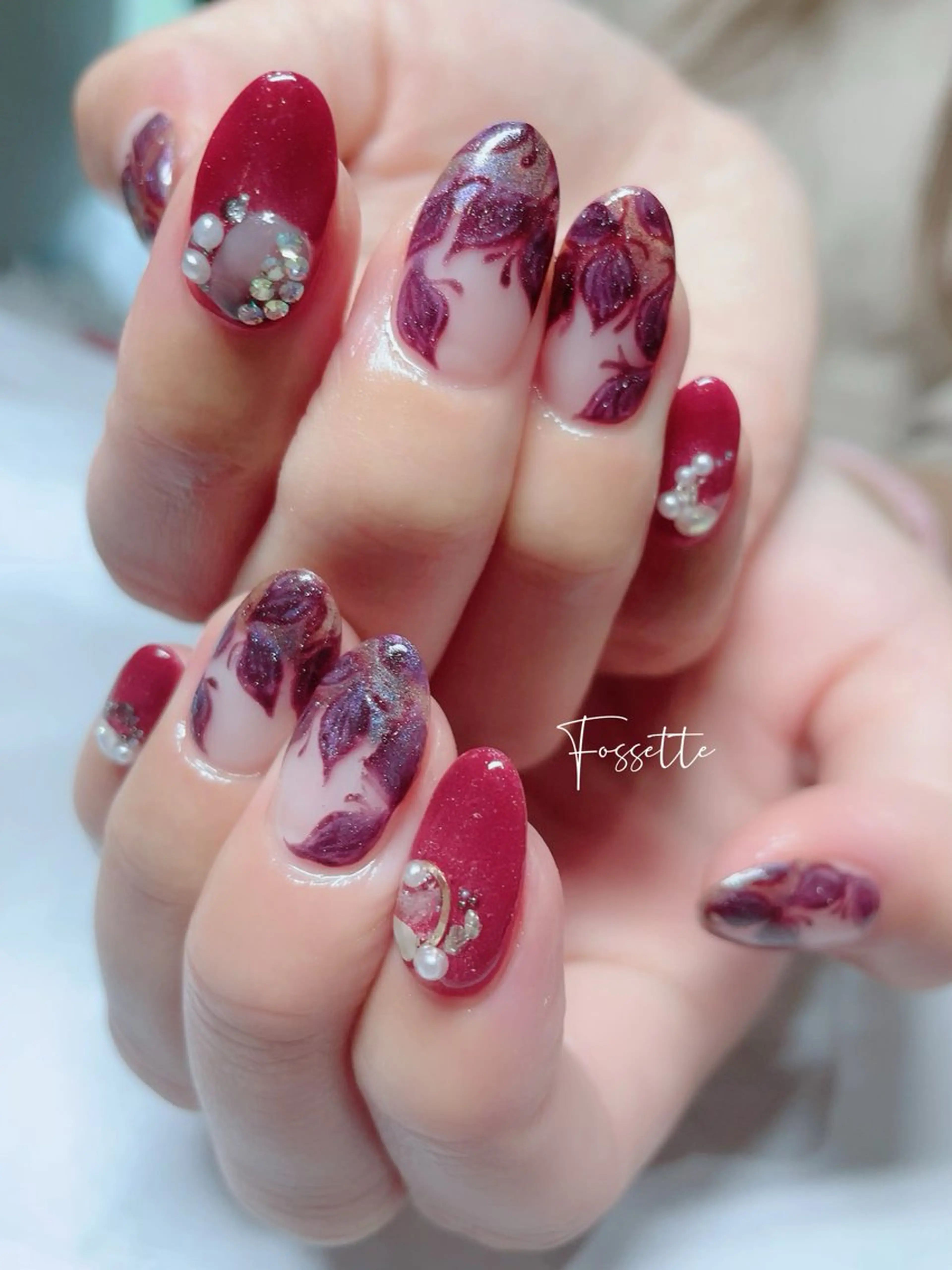 ネイル ハロウィン キラキラネイル マグネットネイル ミラーネイル ハンドネイル nailsalon Fossetteのネイルデザイン
