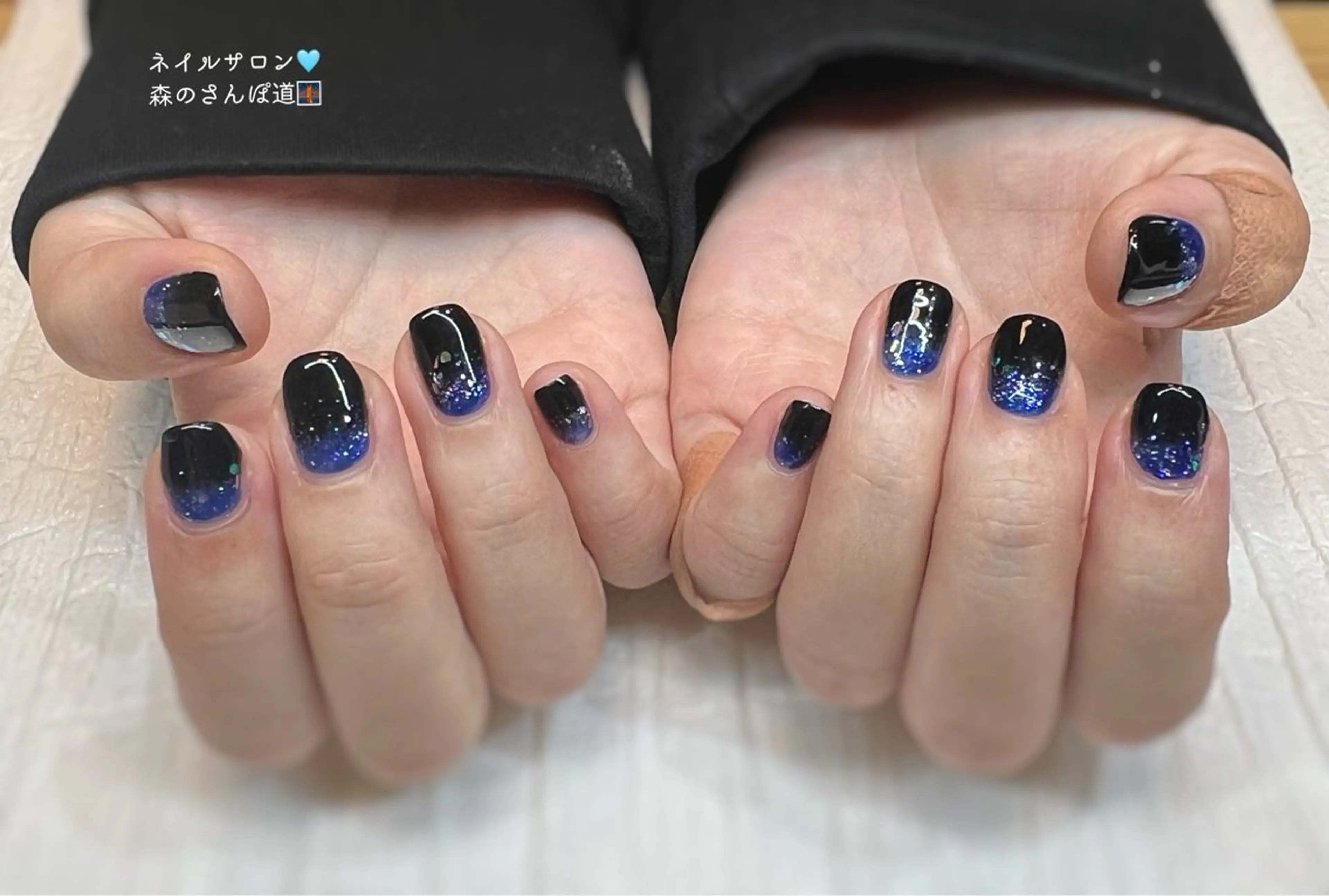 ネイル ハンドネイル ショートネイル 森のさんぽ道のネイルデザイン