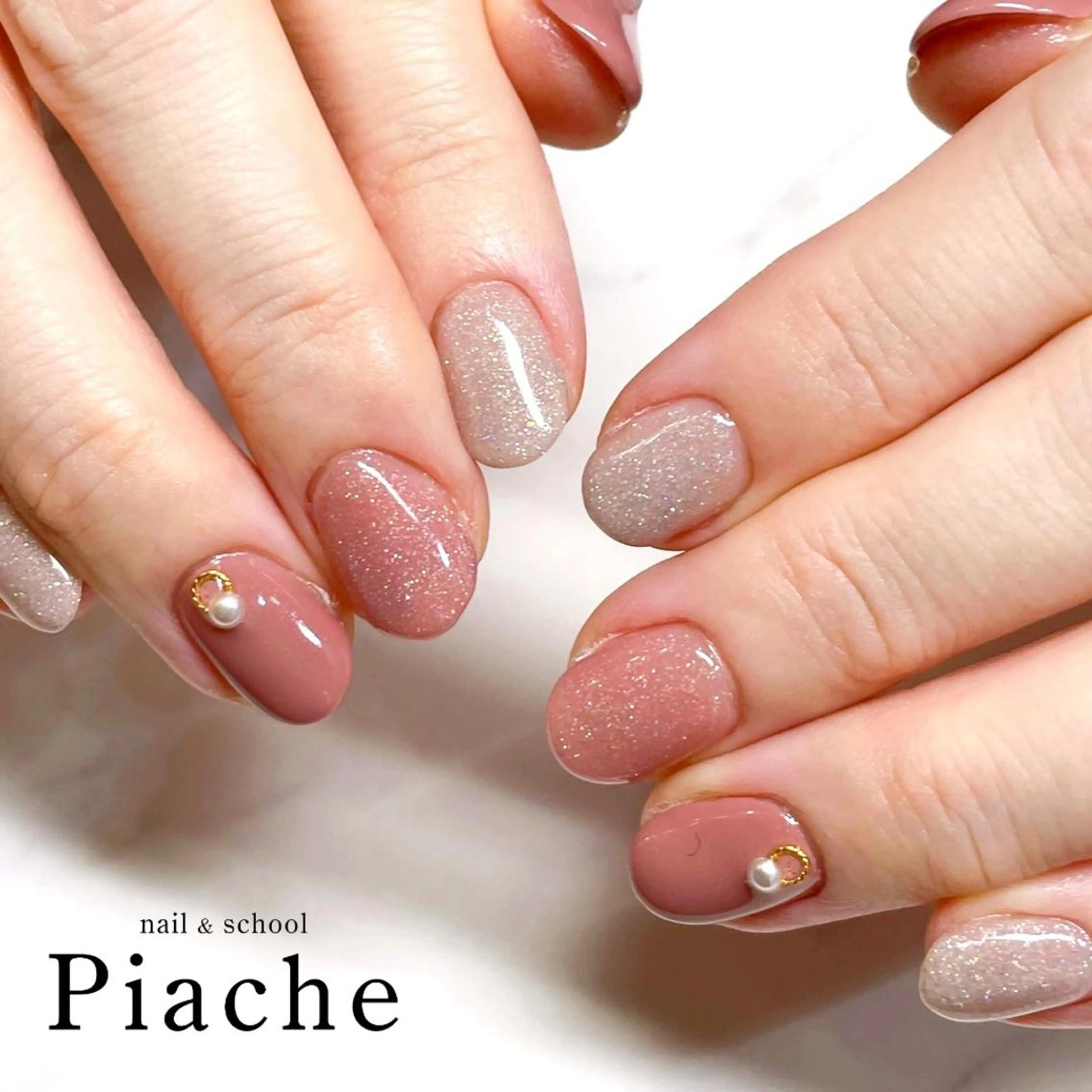 ネイル ラメ(グリッター) ワンカラーネイル Piacheピアシェ ジュニアネイリストのネイルデザイン