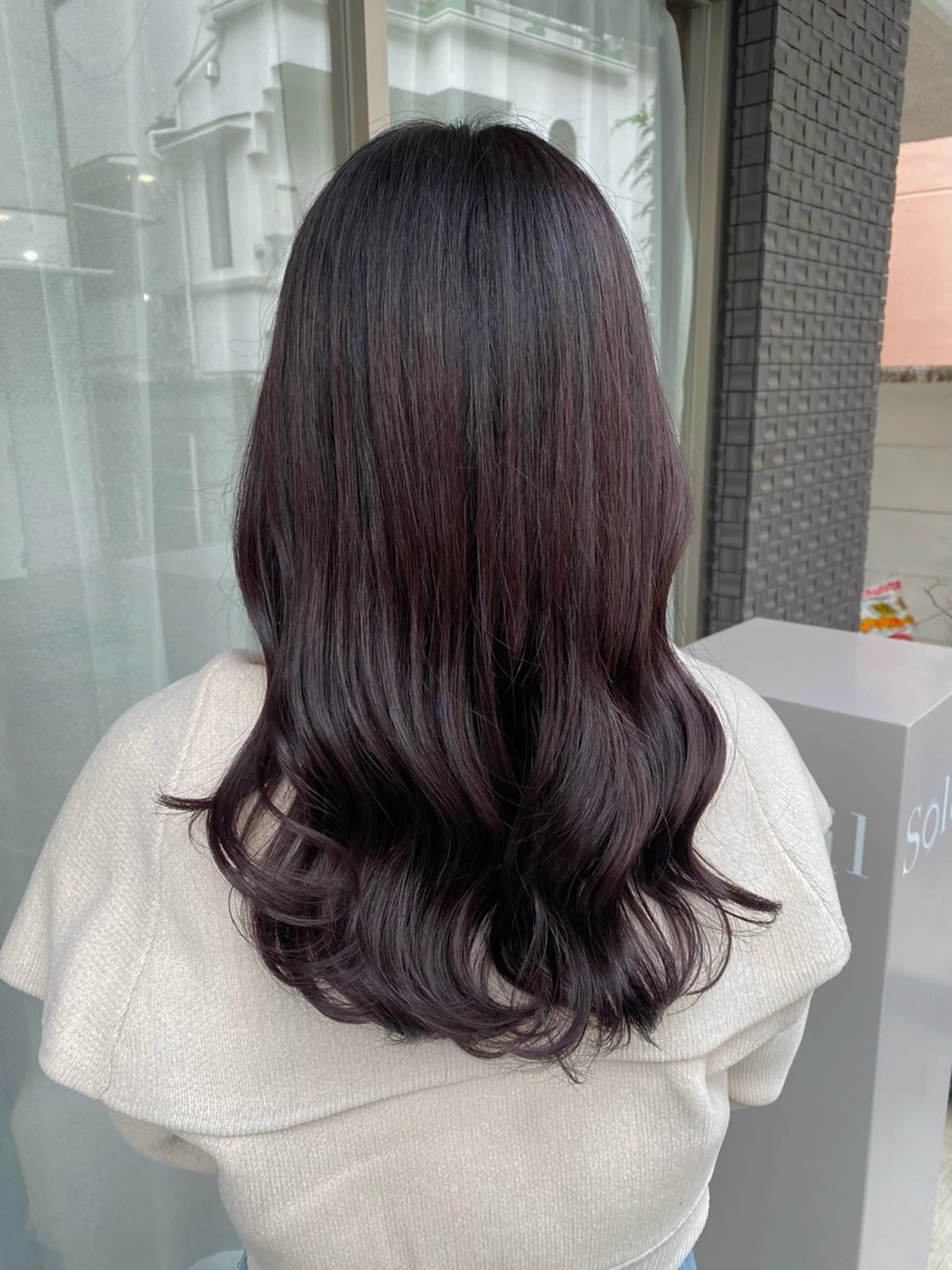 セミロング カラー グレージュ ラベンダーカラー ラベンダーグレージュ ラベンダーグレー カット ヘアカラー トリートメント グレージュ/レイヤー /韓国ヘア/RISAのヘアスタイル