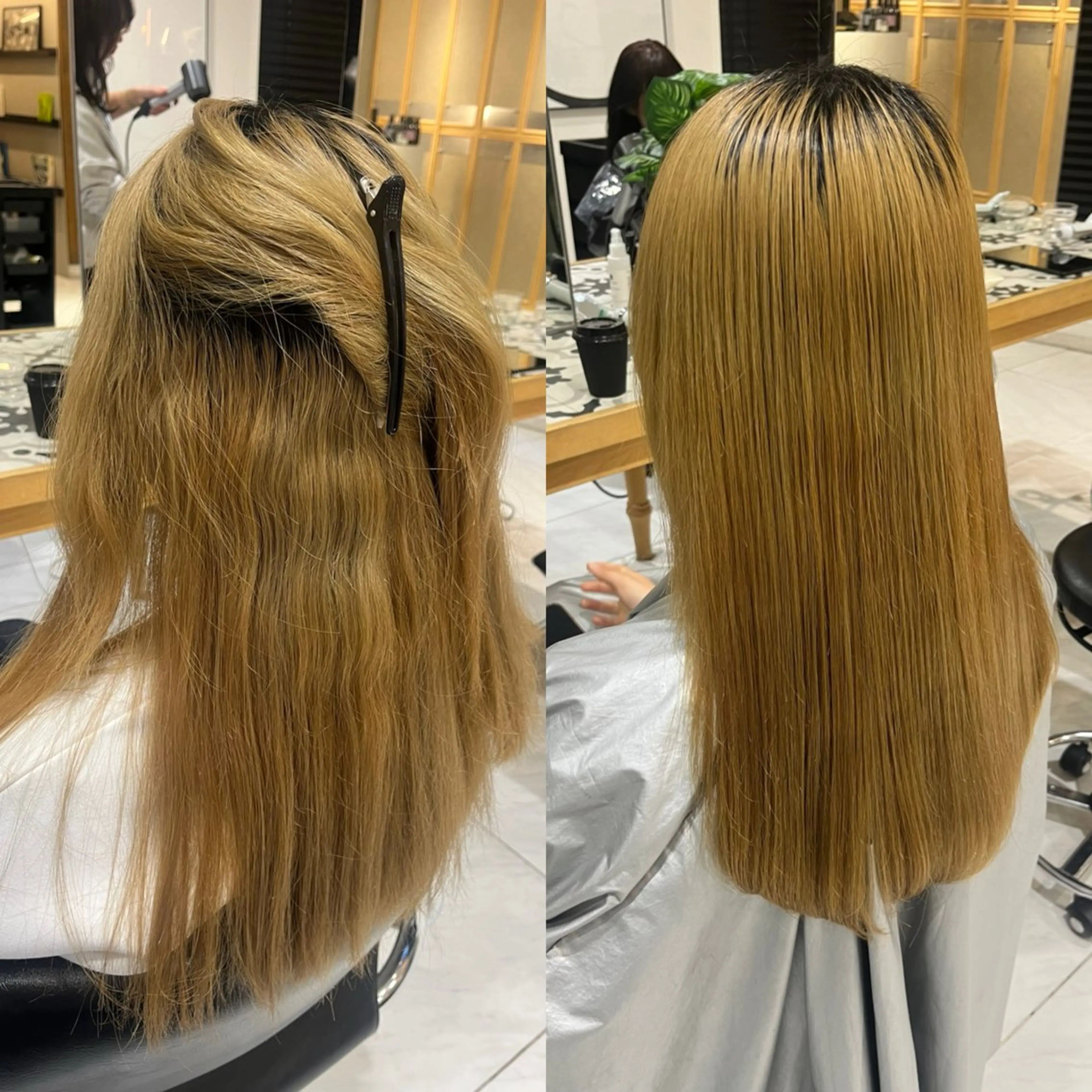 ロング パーマ 縮毛矯正 ナミ🩶暗髪/暖色 ❤️/透明感/縮毛のヘアスタイル