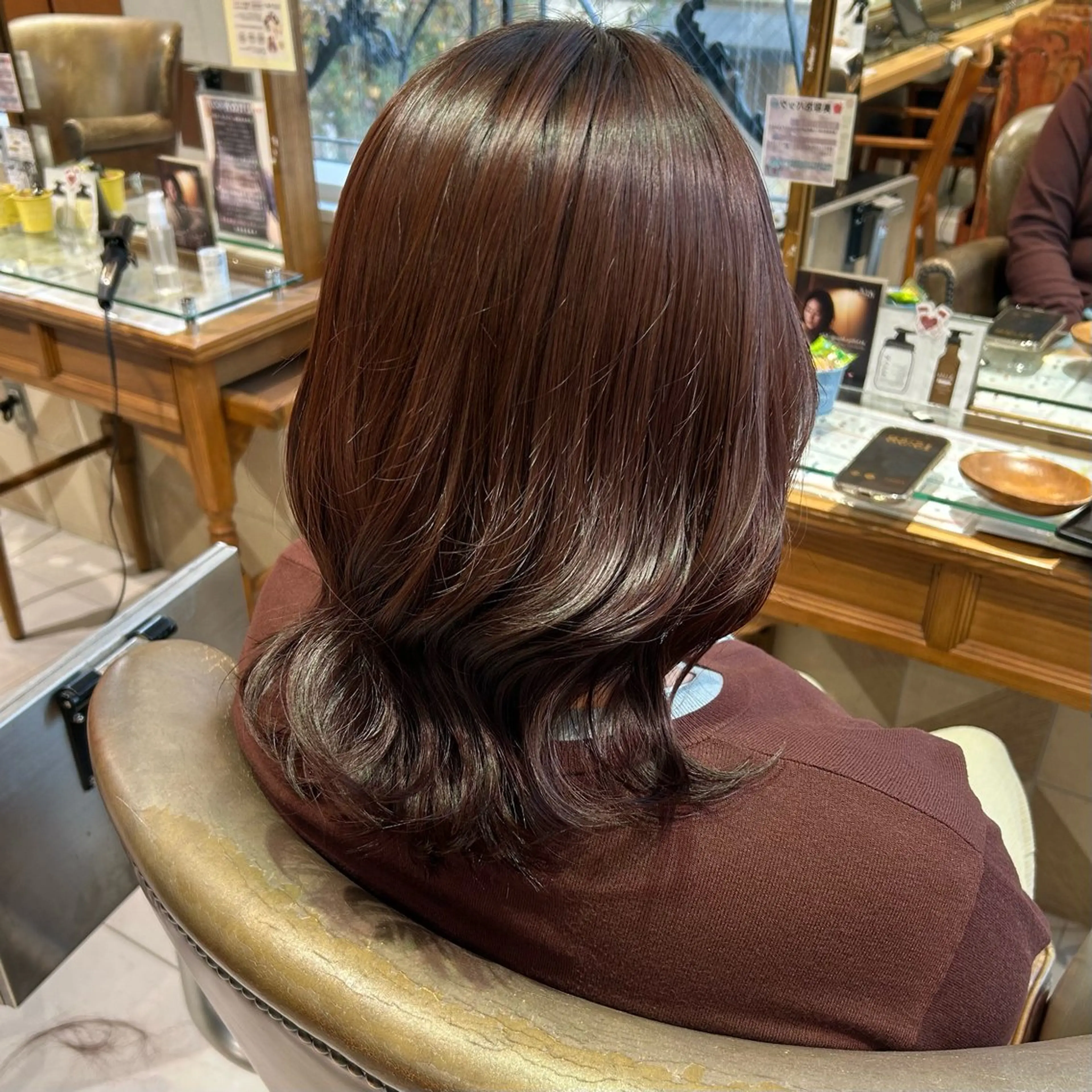 ミディアム カラー ヘアアレンジ カット ヘアカラー 吉水 彩乃 /ボブ/艶感カラーのヘアスタイル