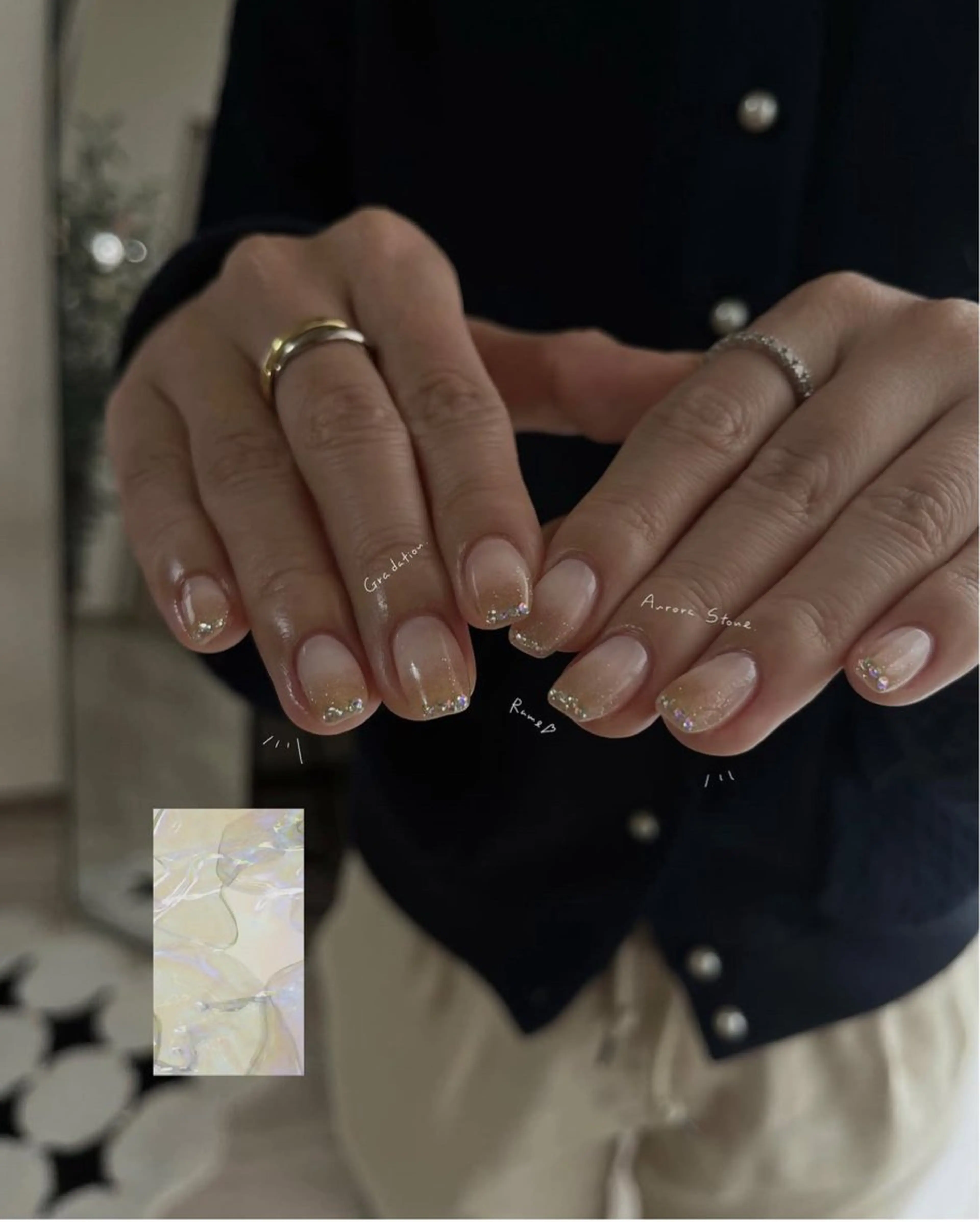 ネイル オーロラネイル グラデーション 氷ネイル・うるうるネイル キラキラネイル ニュアンスネイル ハンドネイル &. momoのネイルデザイン