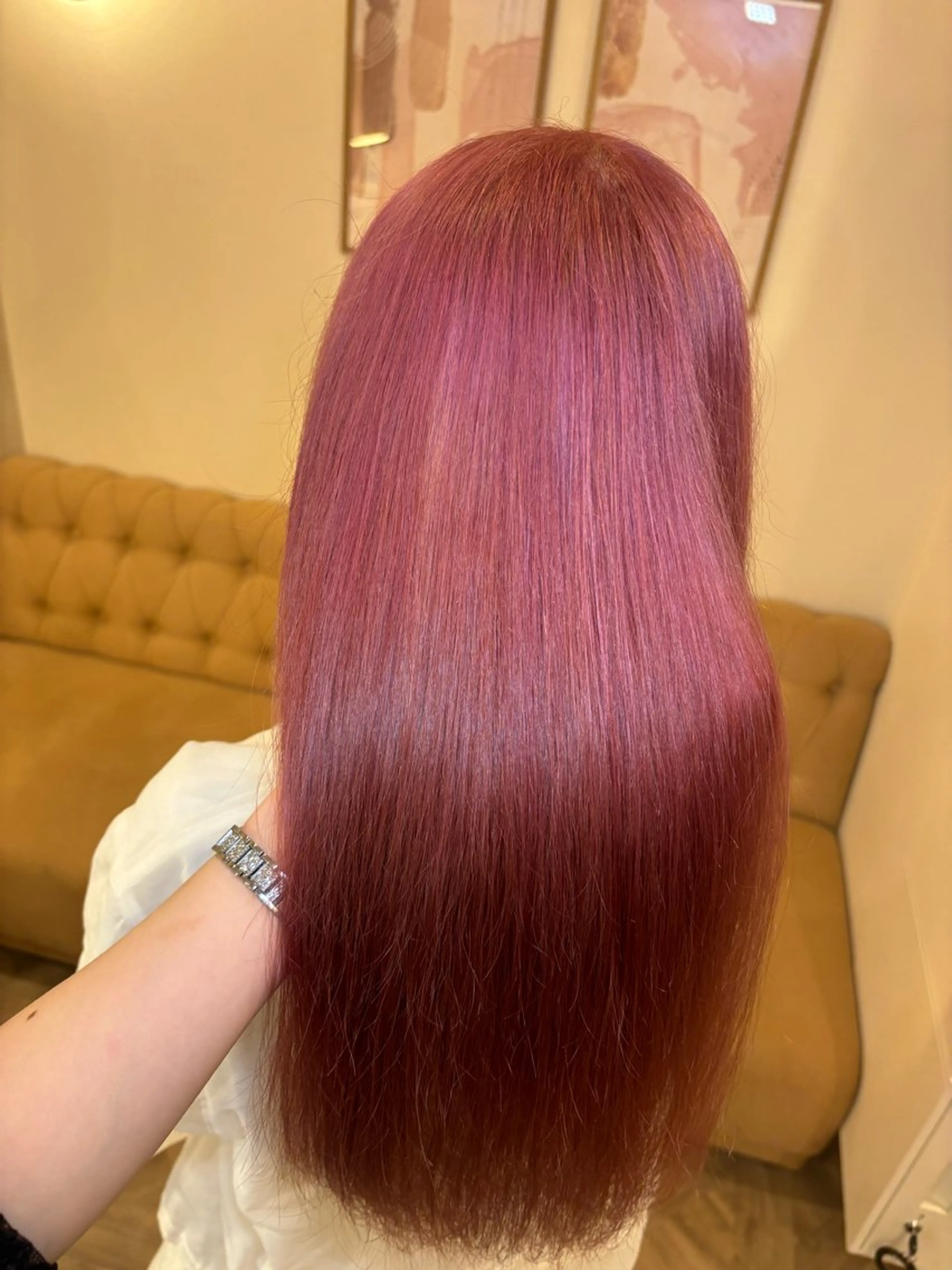 カラー ヘアカラー トリートメント ミルクティ/ピンク/ レイヤー/yuriaのヘアスタイル