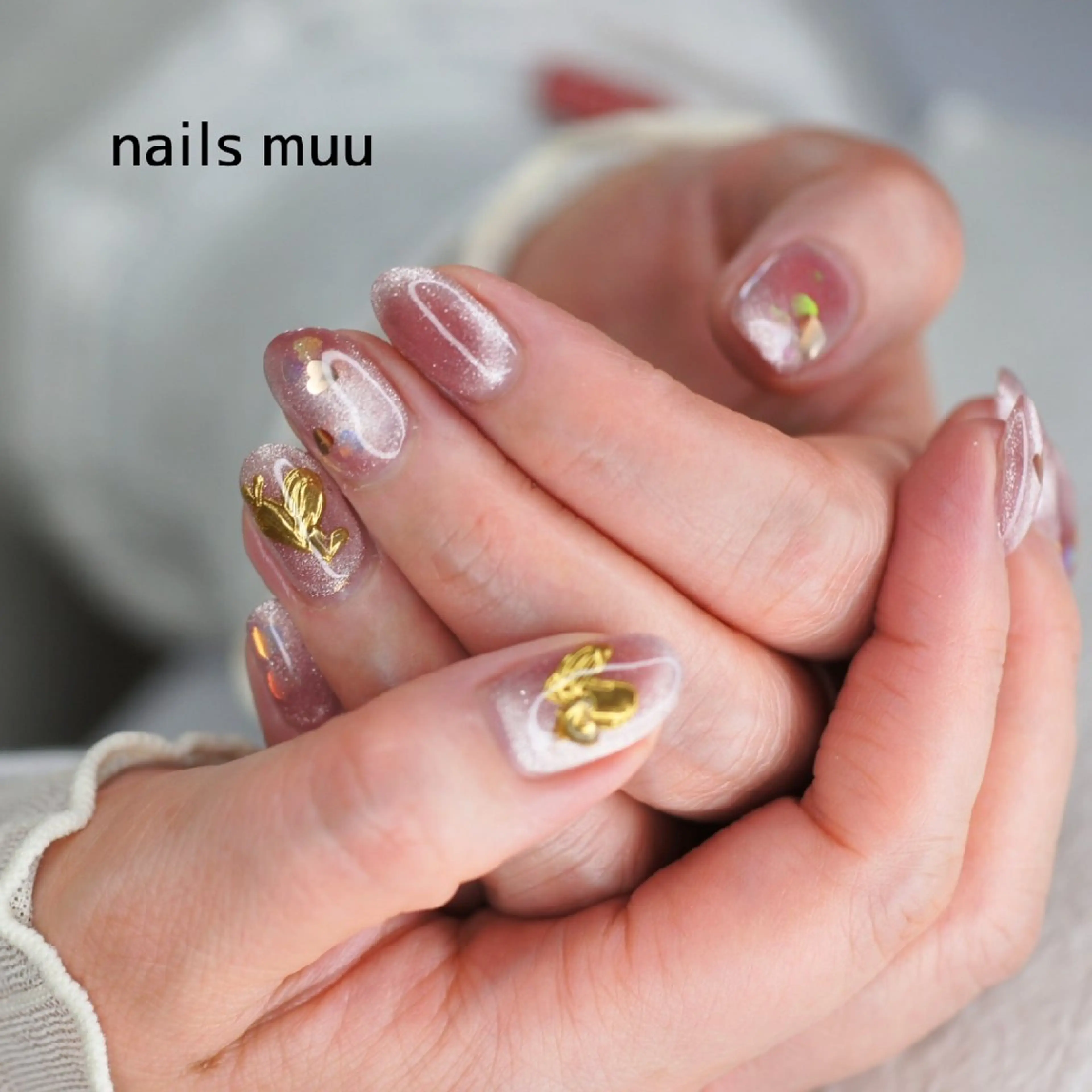 ネイル ジェルネイル ハート マグネットネイル オフィスネイル ワンカラーネイル ハンドネイル nails muu まゆのネイルデザイン
