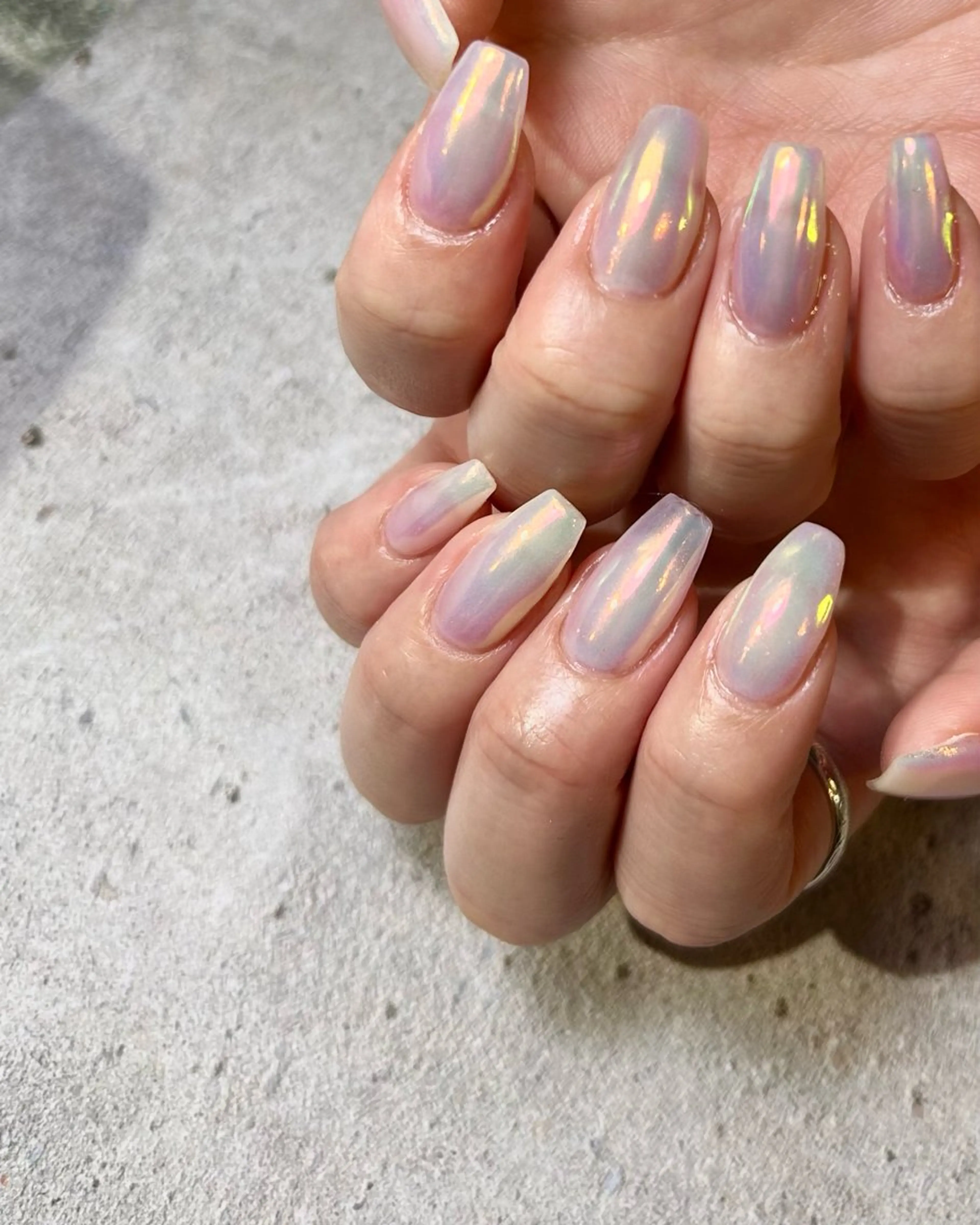 ネイル オーロラネイル ワンカラーネイル ハンドネイル Reflection marikoのネイルデザイン