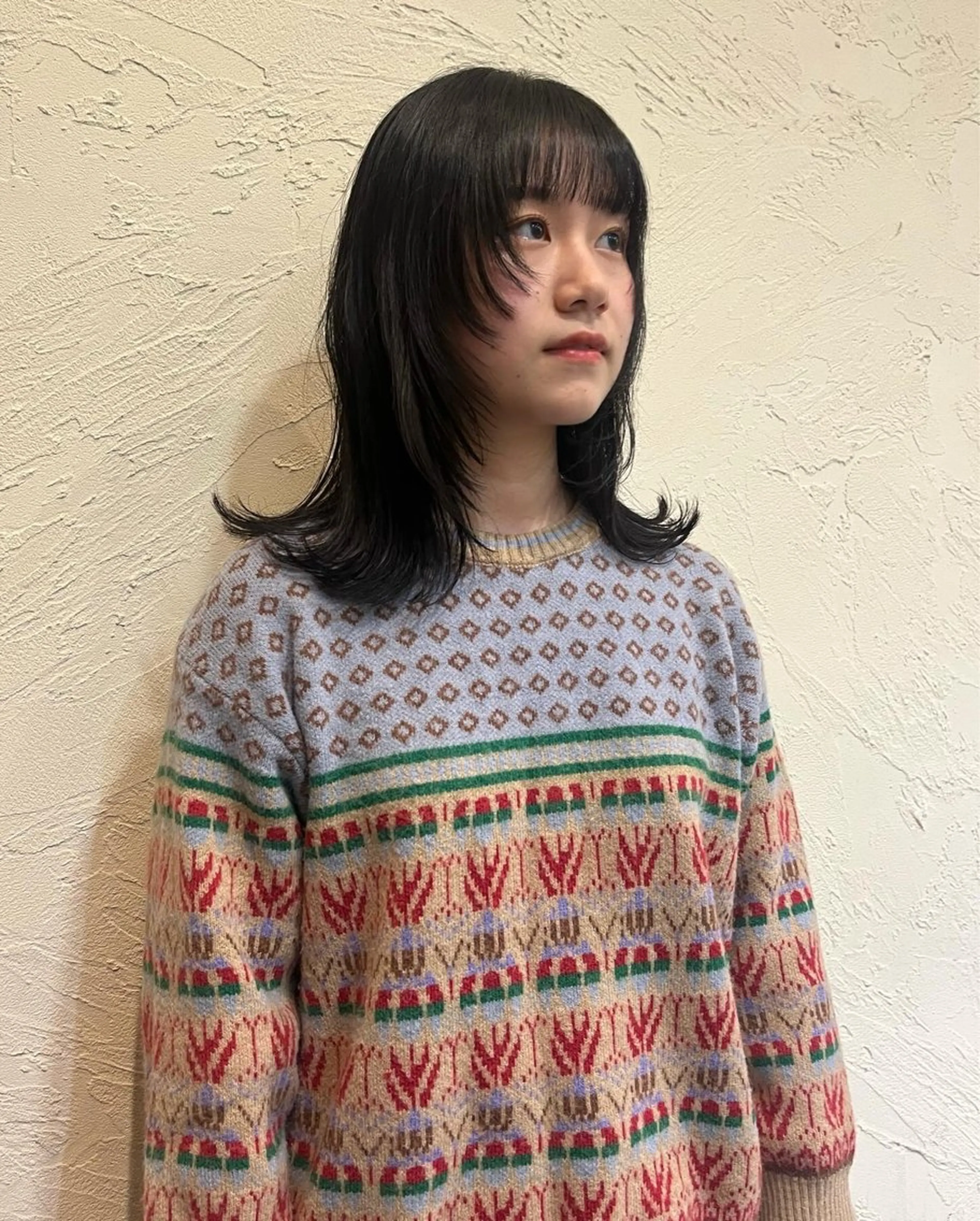 セミロング 顔周りカット カット 酸性ストレート/ 暖色カラー/ココネのヘアスタイル