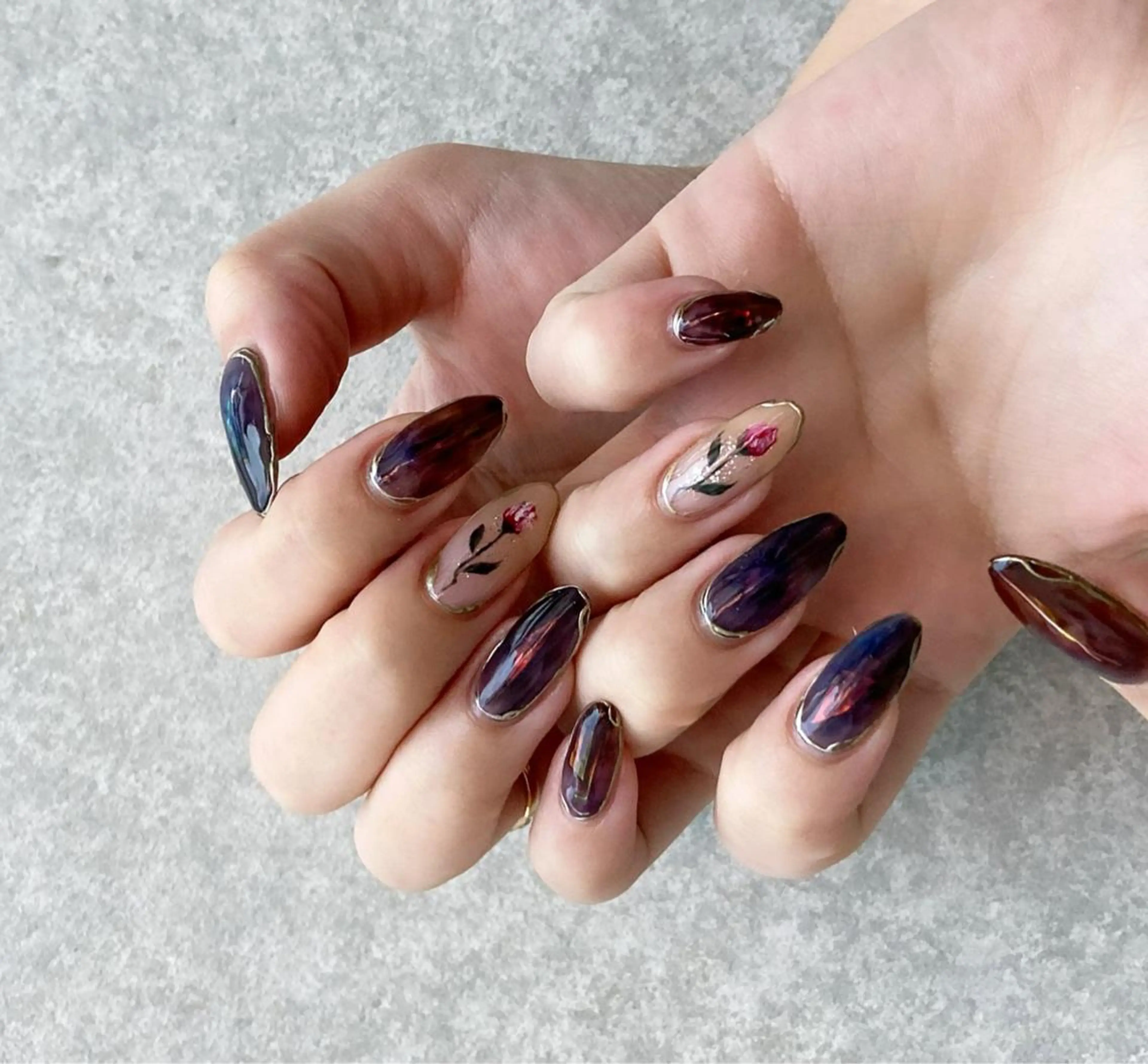 ネイル アートネイル 長さ出し フラワーネイル ジェルネイル マットネイル ハンドネイル nail salon Soeurのネイルデザイン