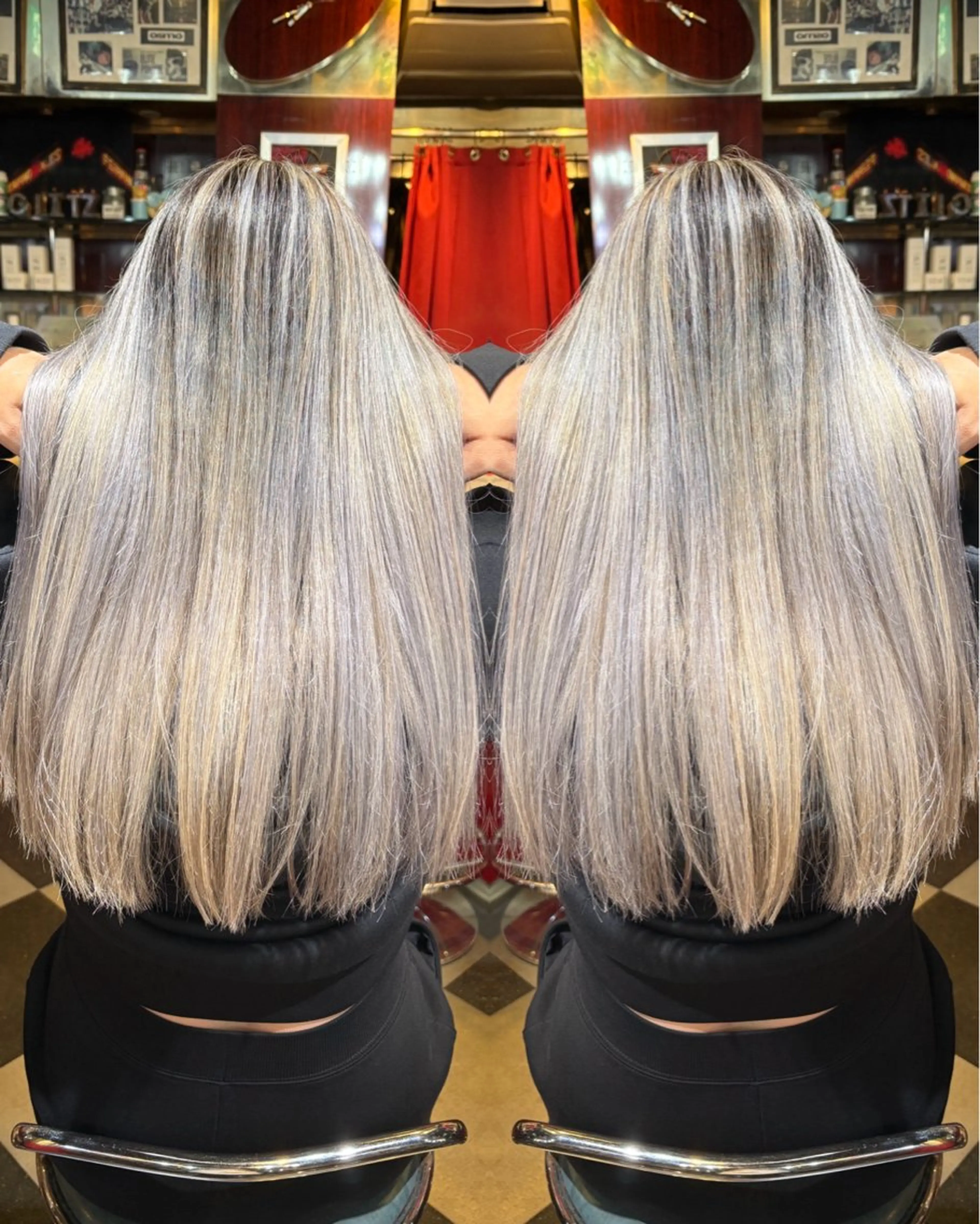 セミロング カラー バレイヤージュ ハイトーンカラー レイヤーカット 👑派手髪/カット 👑ANRYのヘアスタイル