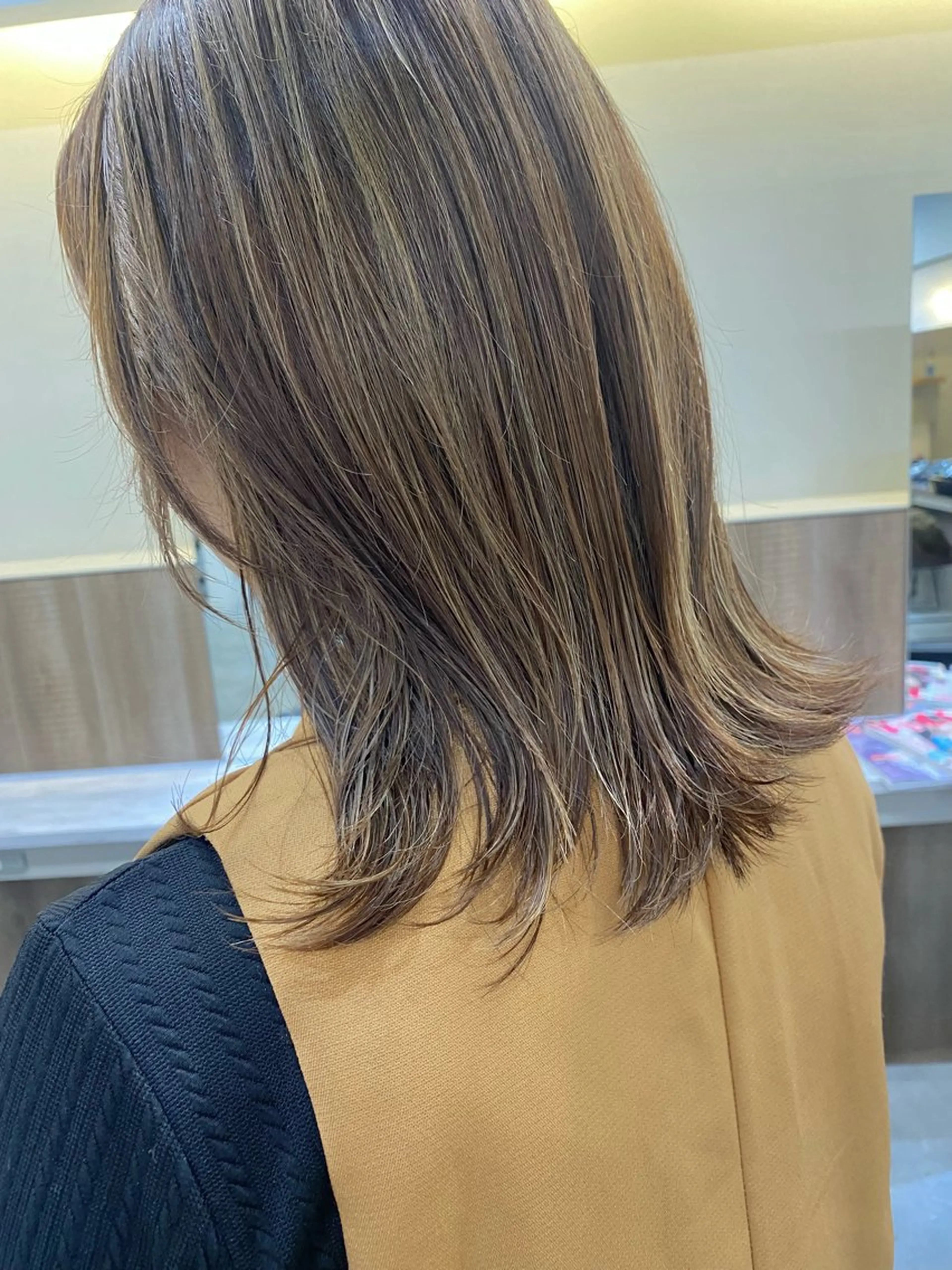ミディアム カラー ヘアカラー トリートメント 艶カラー/ハイライト /レイヤー中島啓太のヘアスタイル