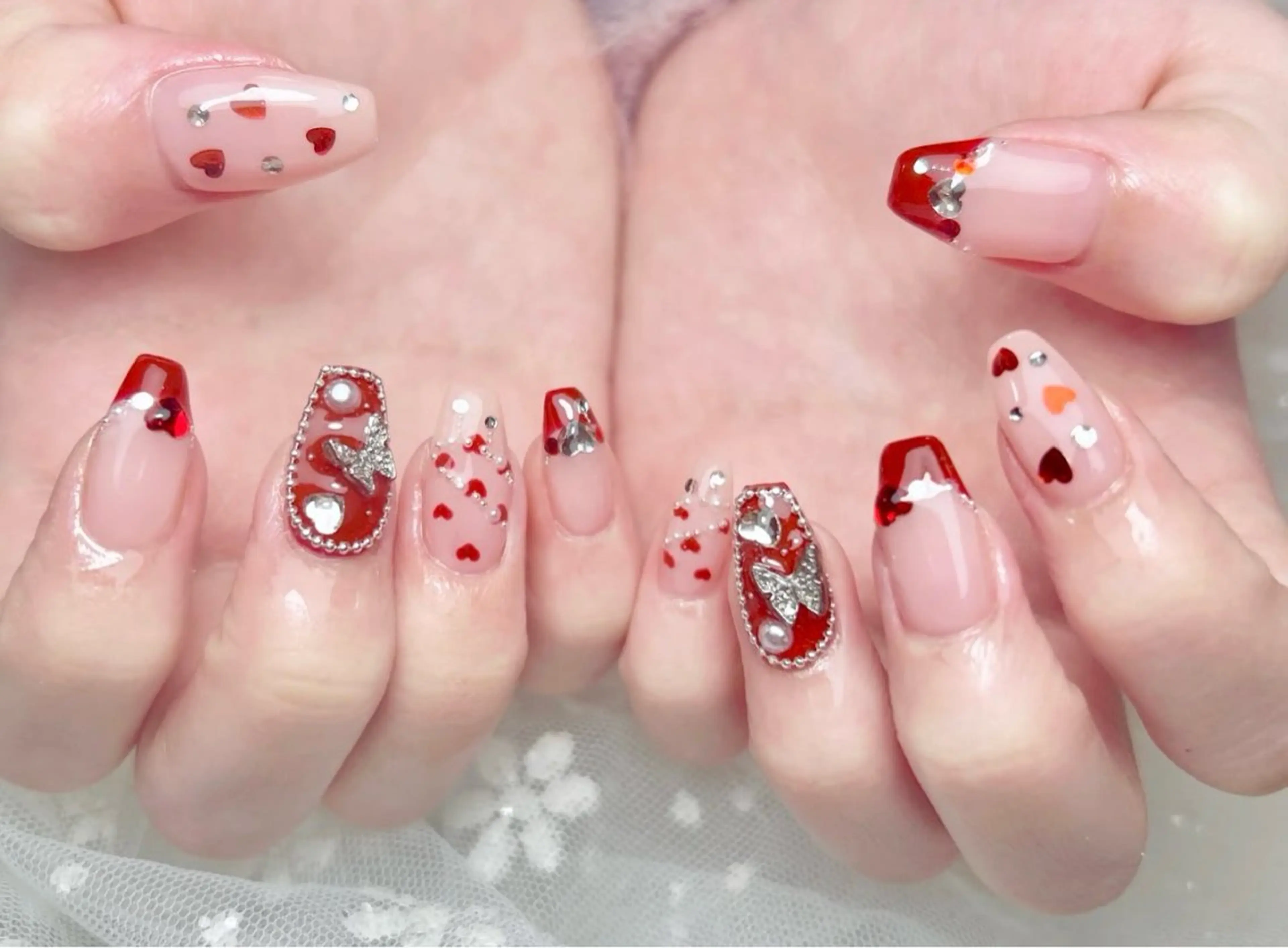 ネイル アートネイル フットネイル フレンチネイル ジェルネイル ガラスフレンチ ハンドネイル ╹◡╹Mimoミモ Eye&Nailのマツエク・マツパデザイン