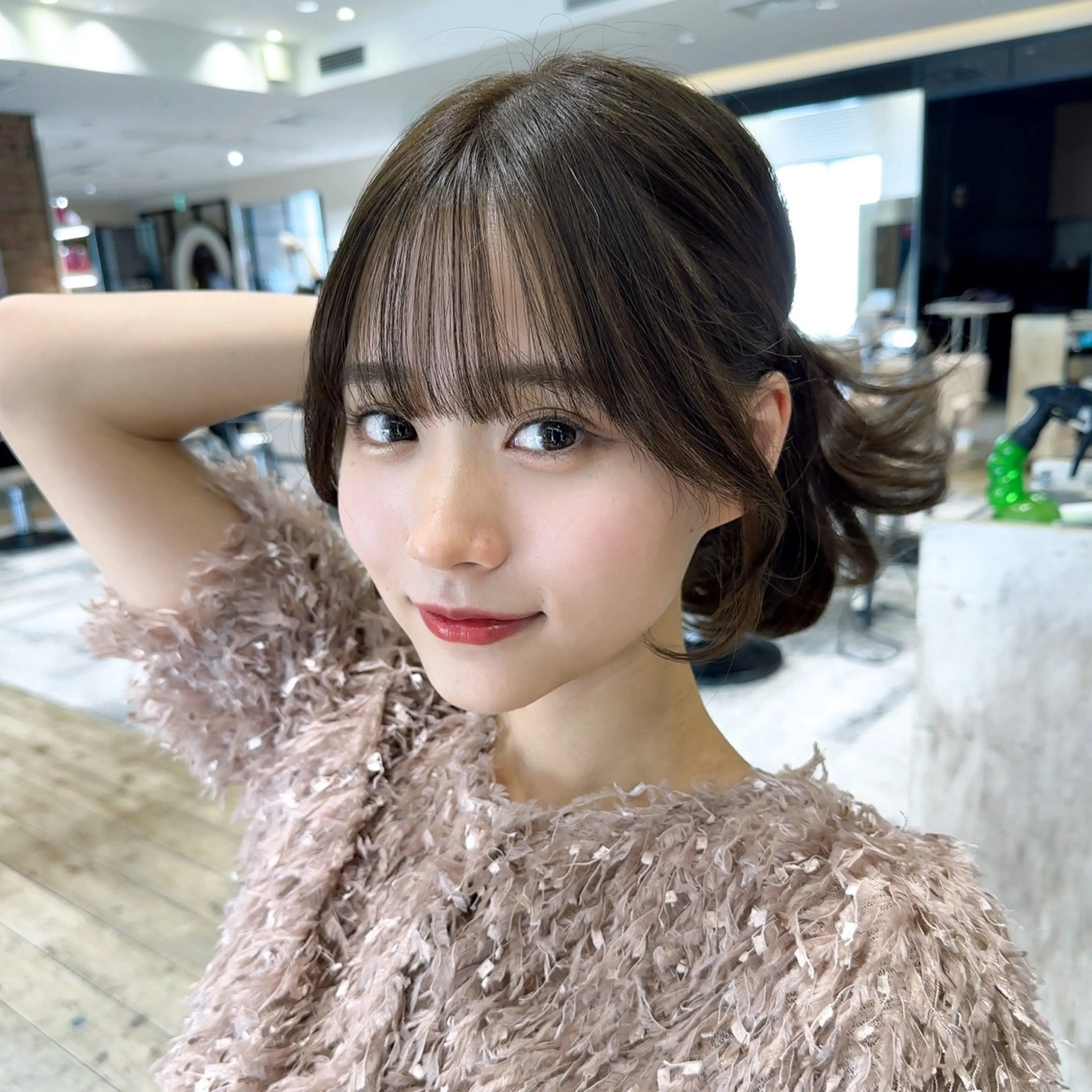 セミロング カラー 顔まわりレイヤー 顔周りカット レイヤーカット シースルーバング カット トリートメント 顔周り/くびれヘア 韓国ヘア💕風間るなのヘアスタイル