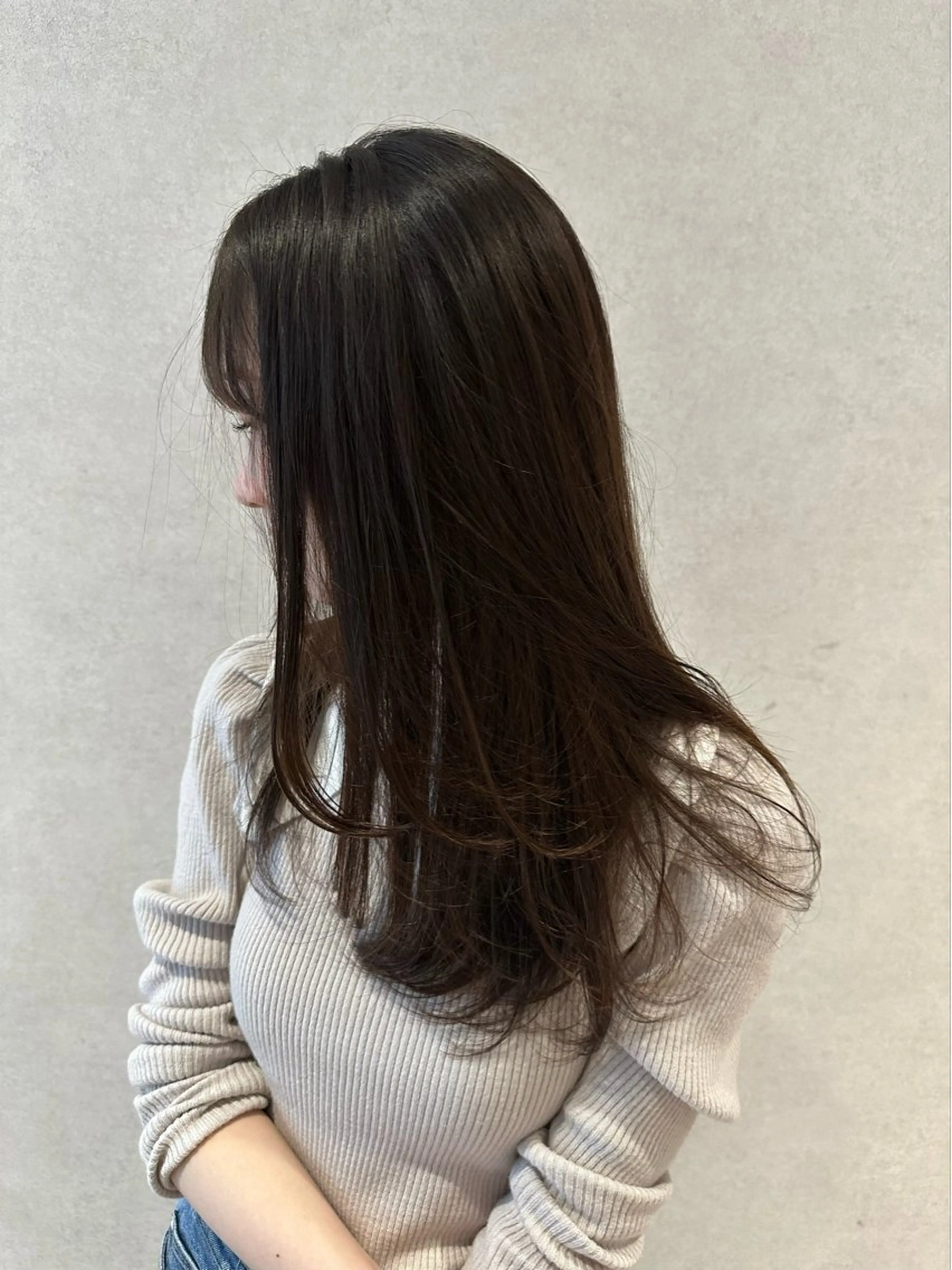 セミロング ヘアカラー トリートメント レイヤー/ハッシュ 渋谷/サッタのヘアスタイル