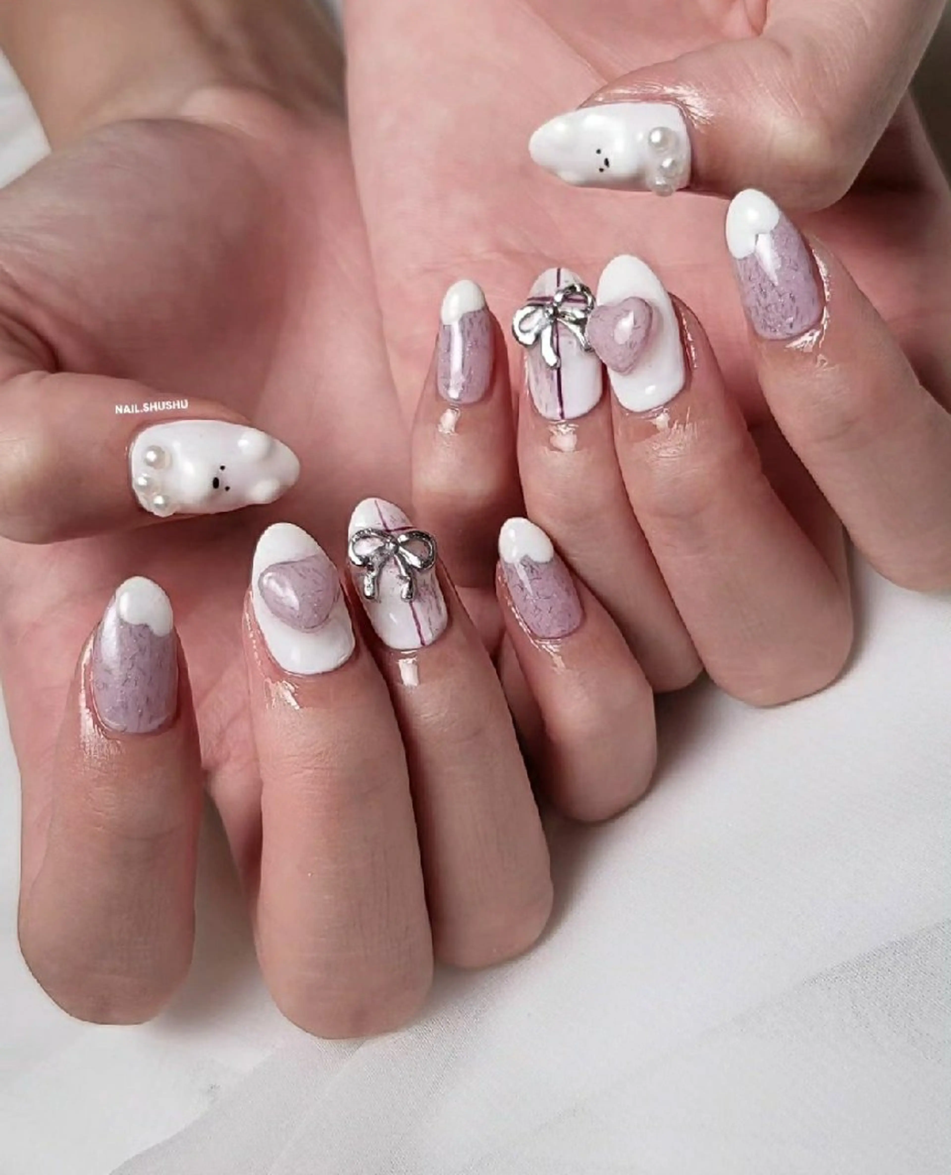 ネイル 持ち込み ニュアンスネイル ワンカラーネイル シンプルネイル 冬ネイル ハンドネイル 3dパーツ/流行り 👧shushu❤️のネイルデザイン