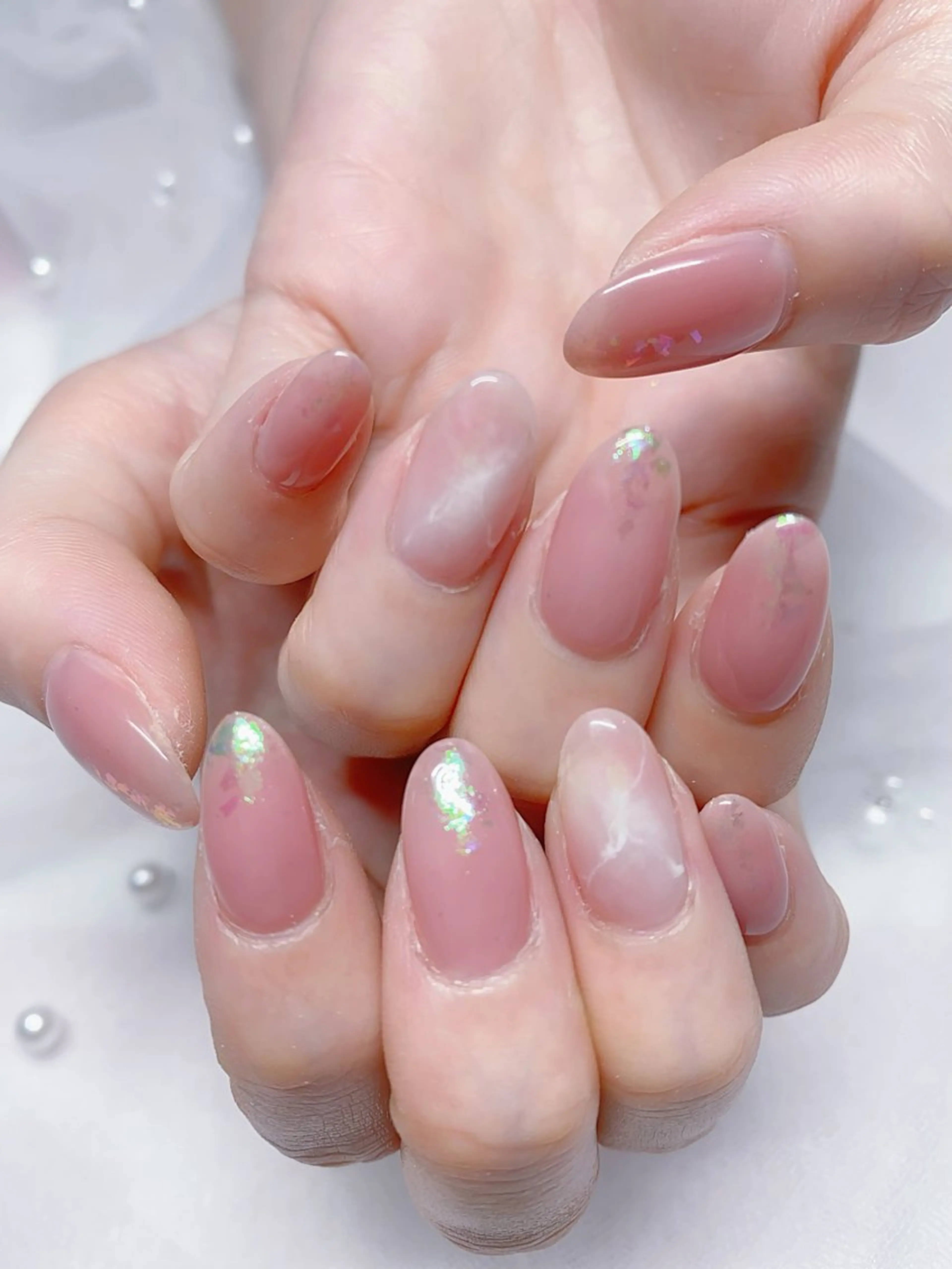 ネイル ニュアンスネイル ピンク ハンドネイル ジャスミン ネイルサロンのネイルデザイン