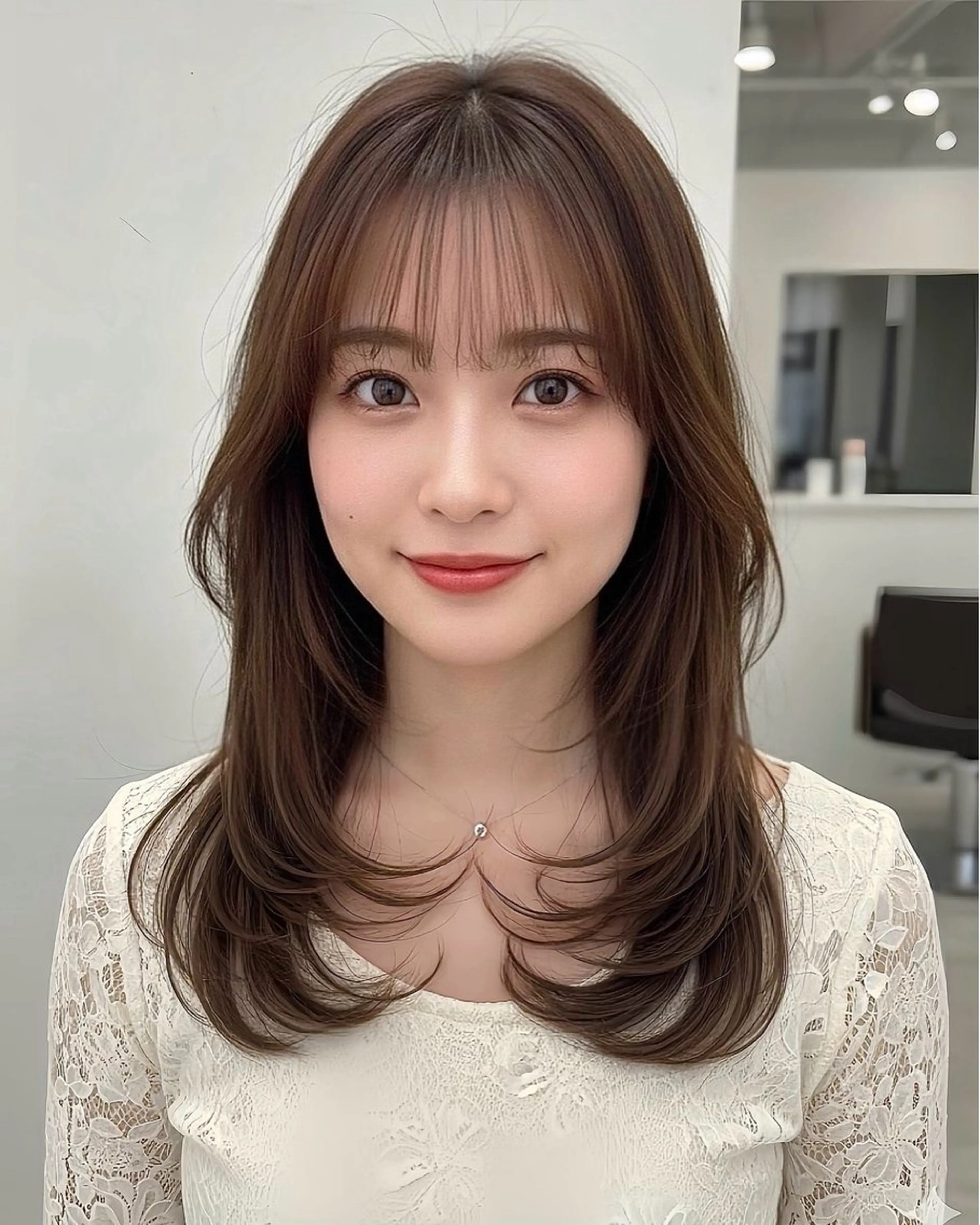 ミディアム レイヤーカット 小顔カット ショートカット /バレイヤージュ✨のヘアスタイル