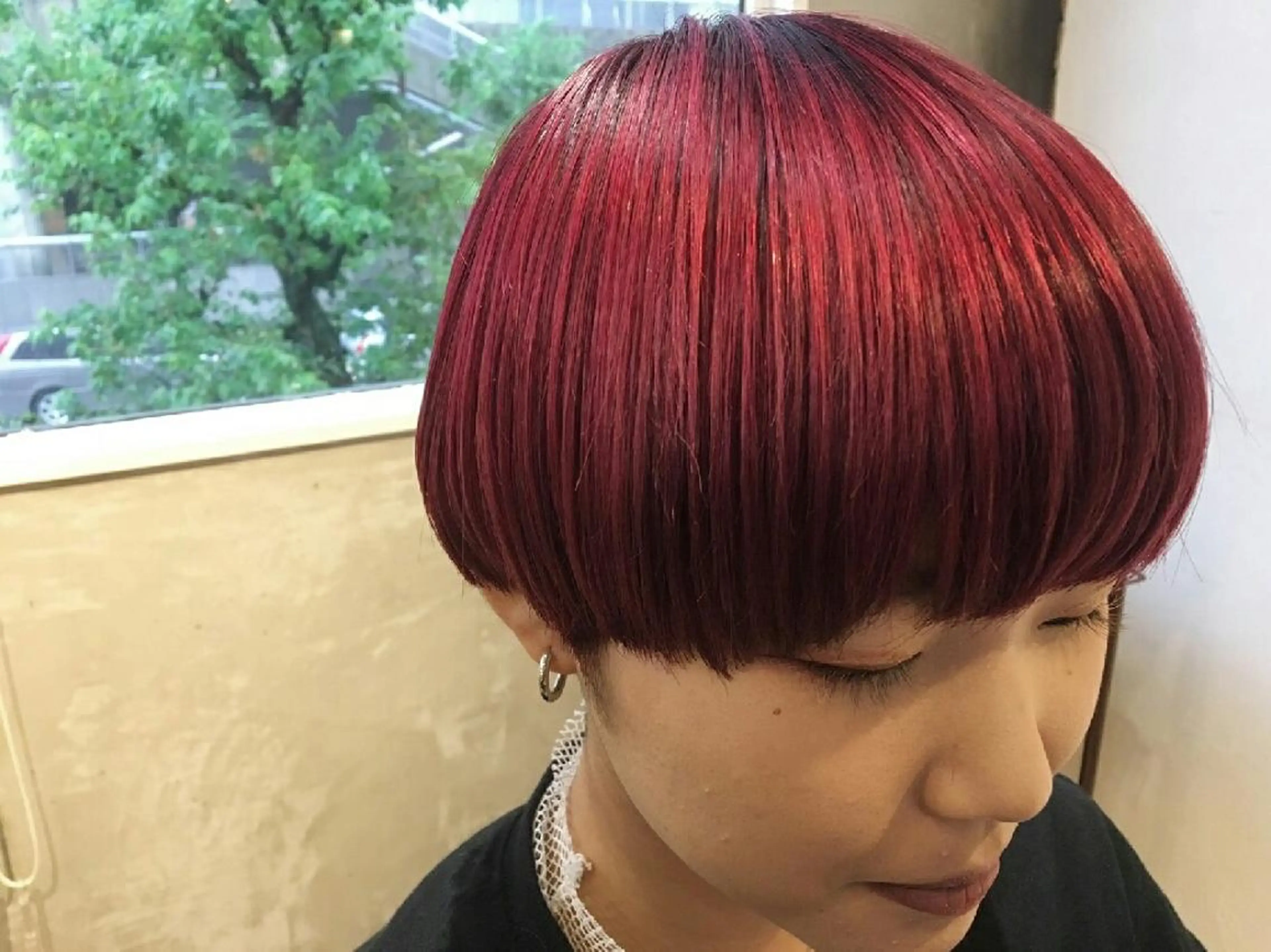 ショート カラー ブリーチ レッドカラー 遠藤 拓馬のヘアスタイル