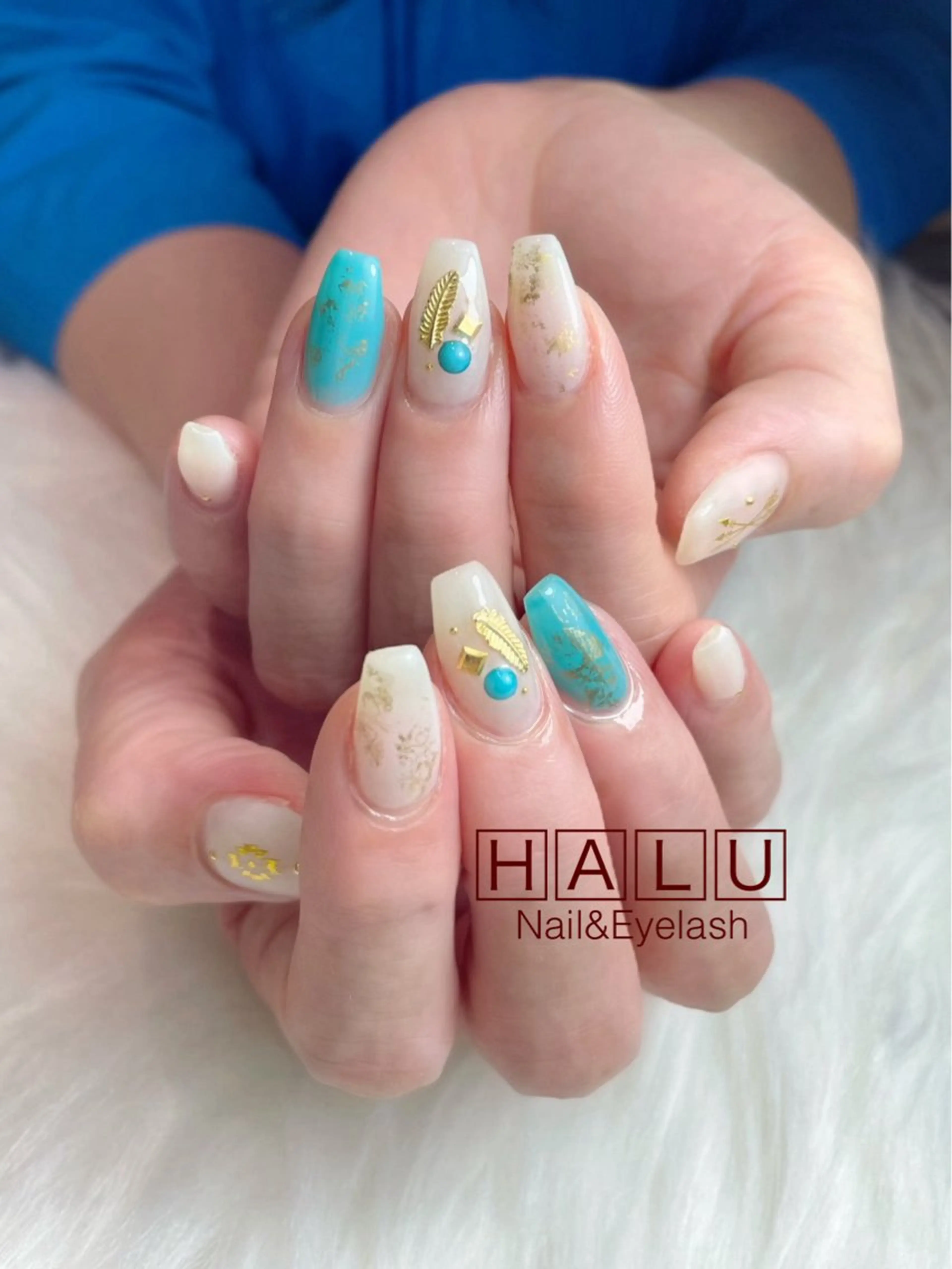 ネイル ブルー HALU ハルのネイルデザイン