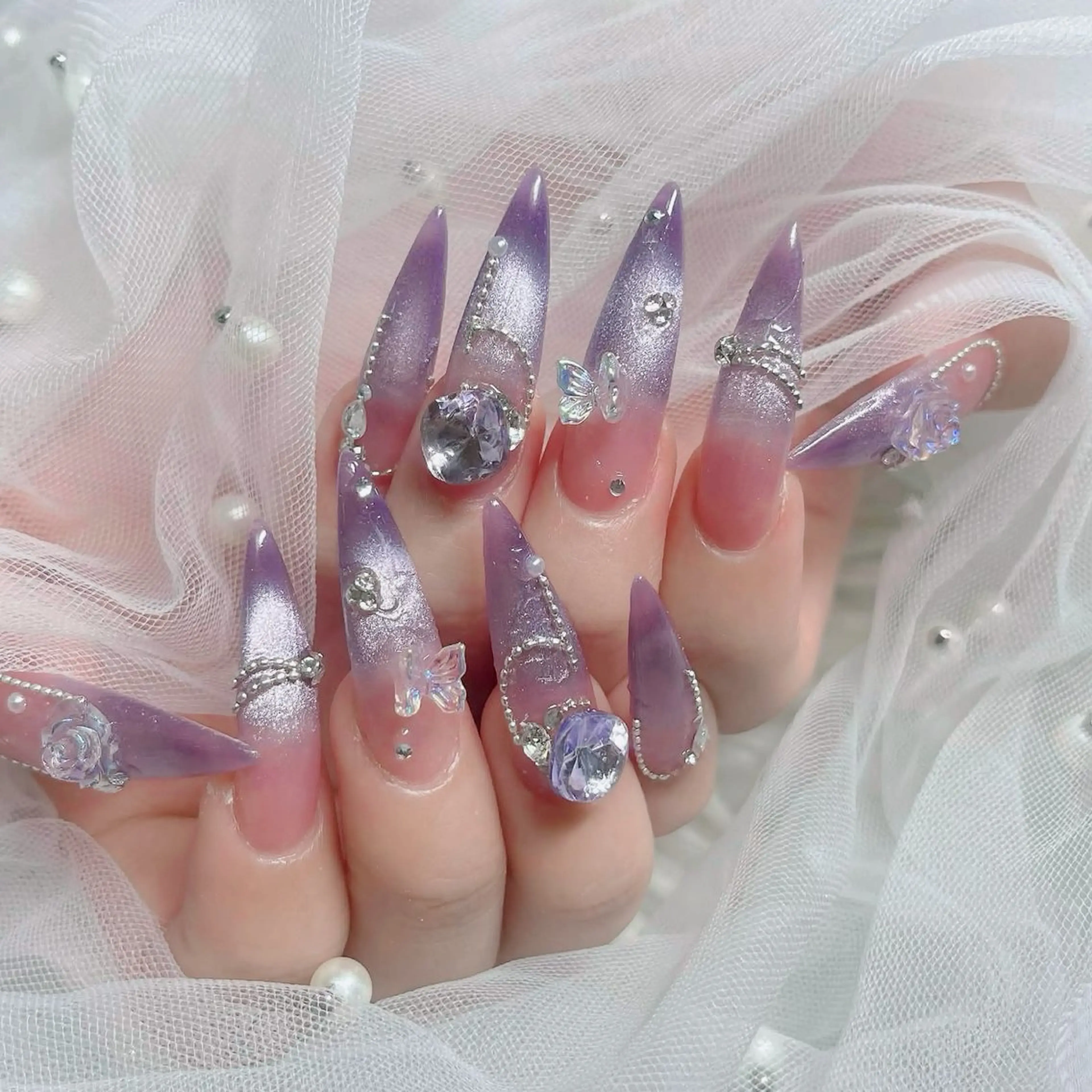 ネイル フットネイル フレンチネイル グラデーション 韓国ネイル ロングネイル ハンドネイル Hani Nail Salonのネイルデザイン