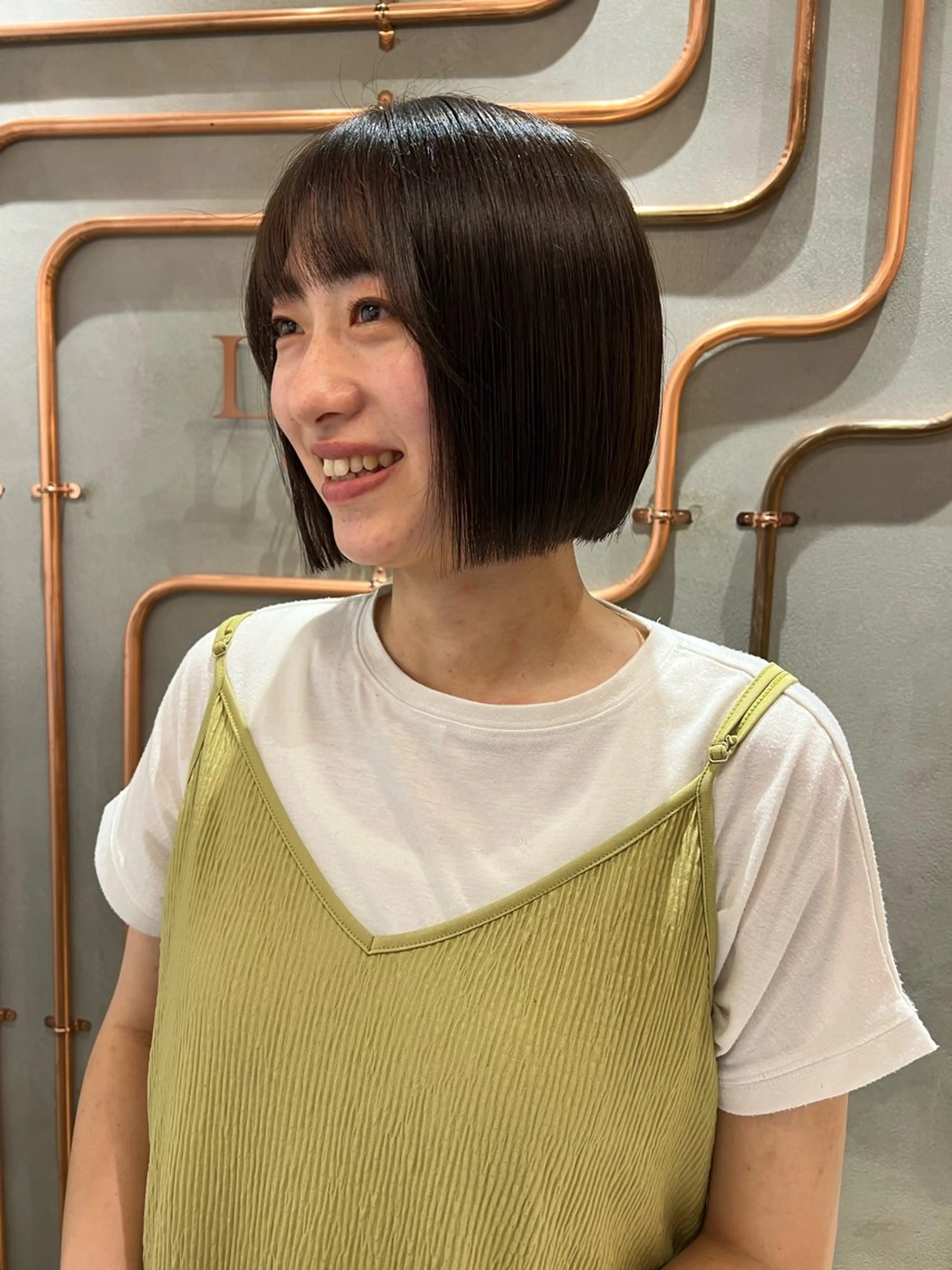 ショート カラー ボブ/巻ける縮毛矯正 /韓国レイヤーはなのヘアスタイル