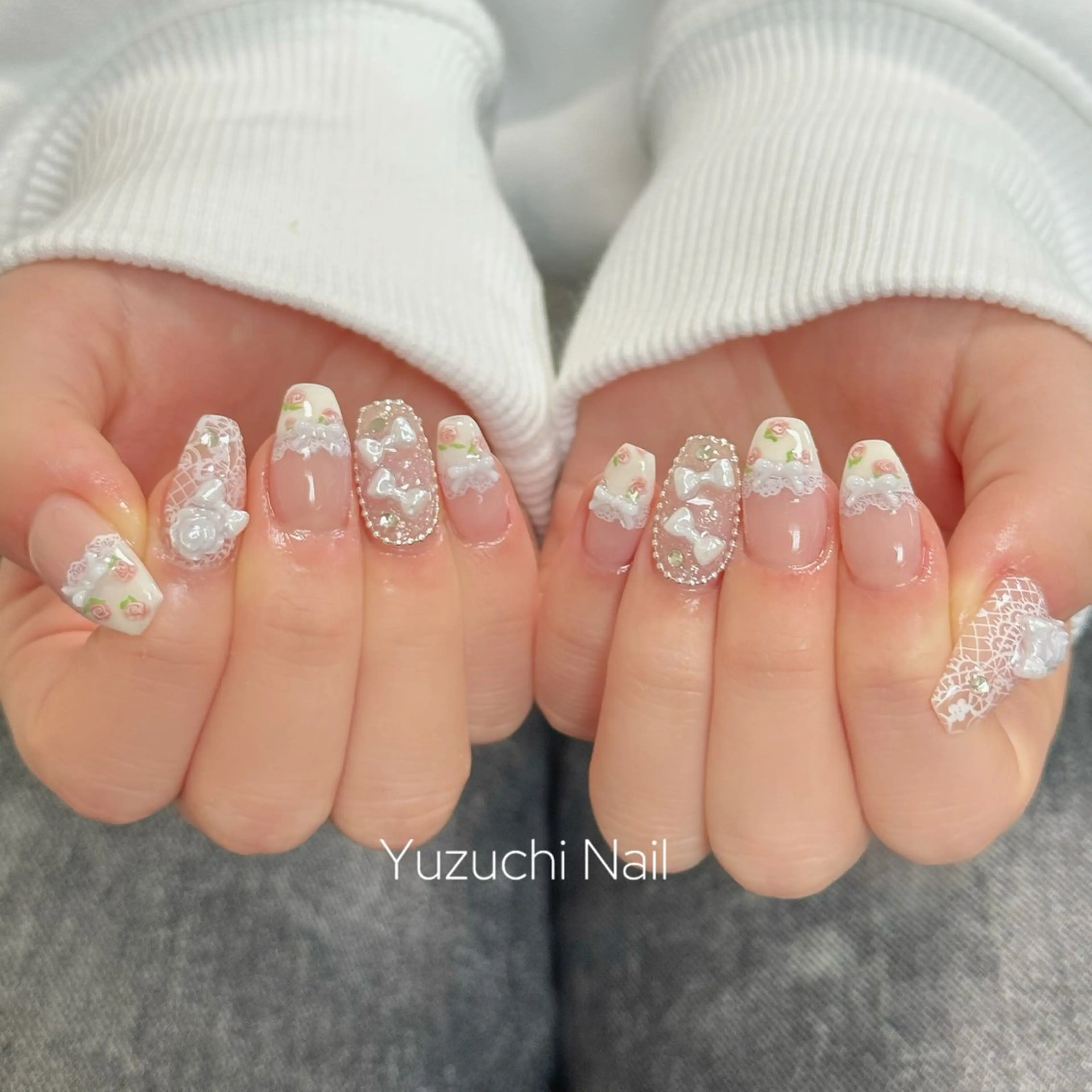 ネイル 長さ出し キラキラネイル ハンドネイル Yuzuchi Nailのネイルデザイン