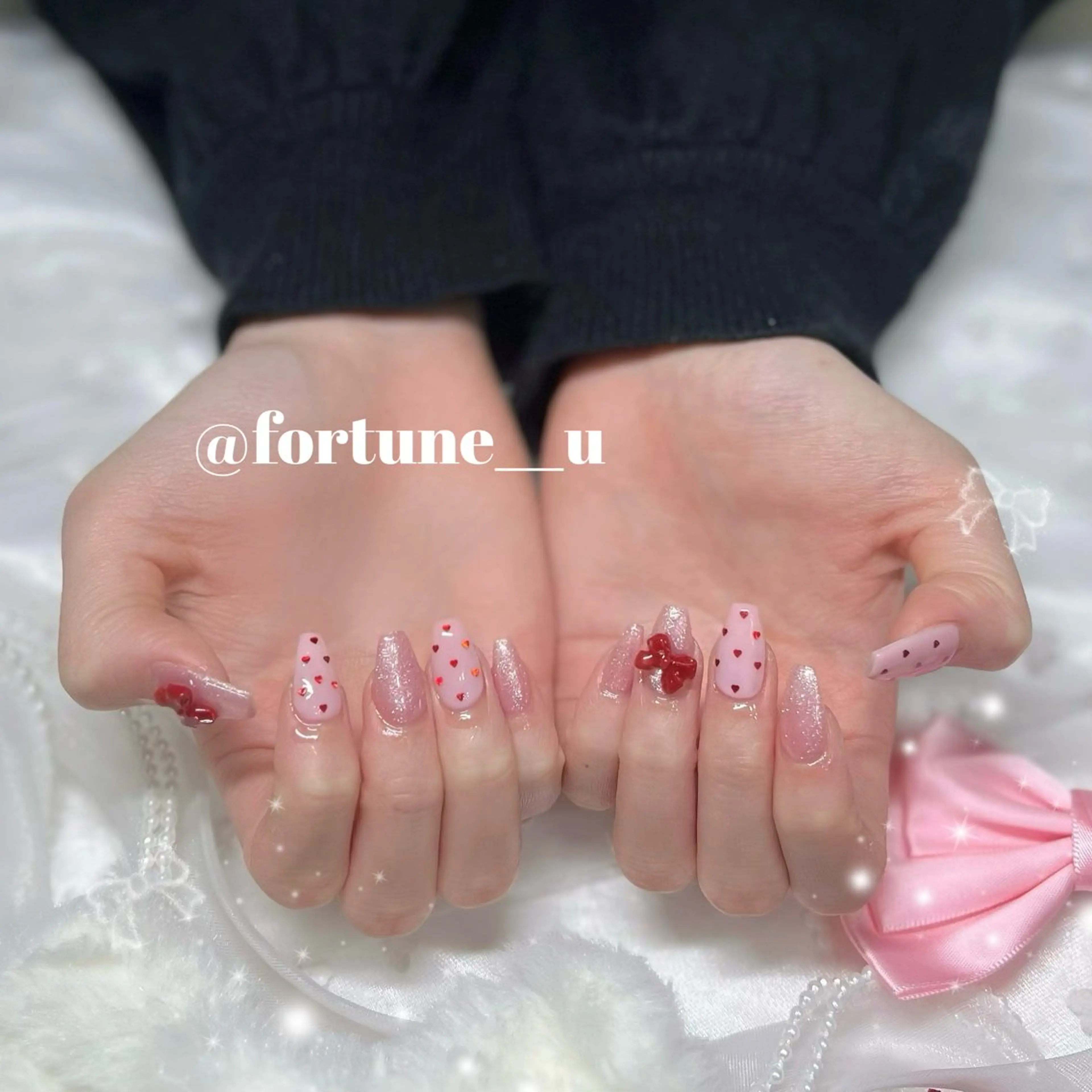 ネイル チークネイル ガーリー 韓国ネイル 水色 持ち込み ハンドネイル 💜4/14空✩.* Yuuna💜のネイルデザイン