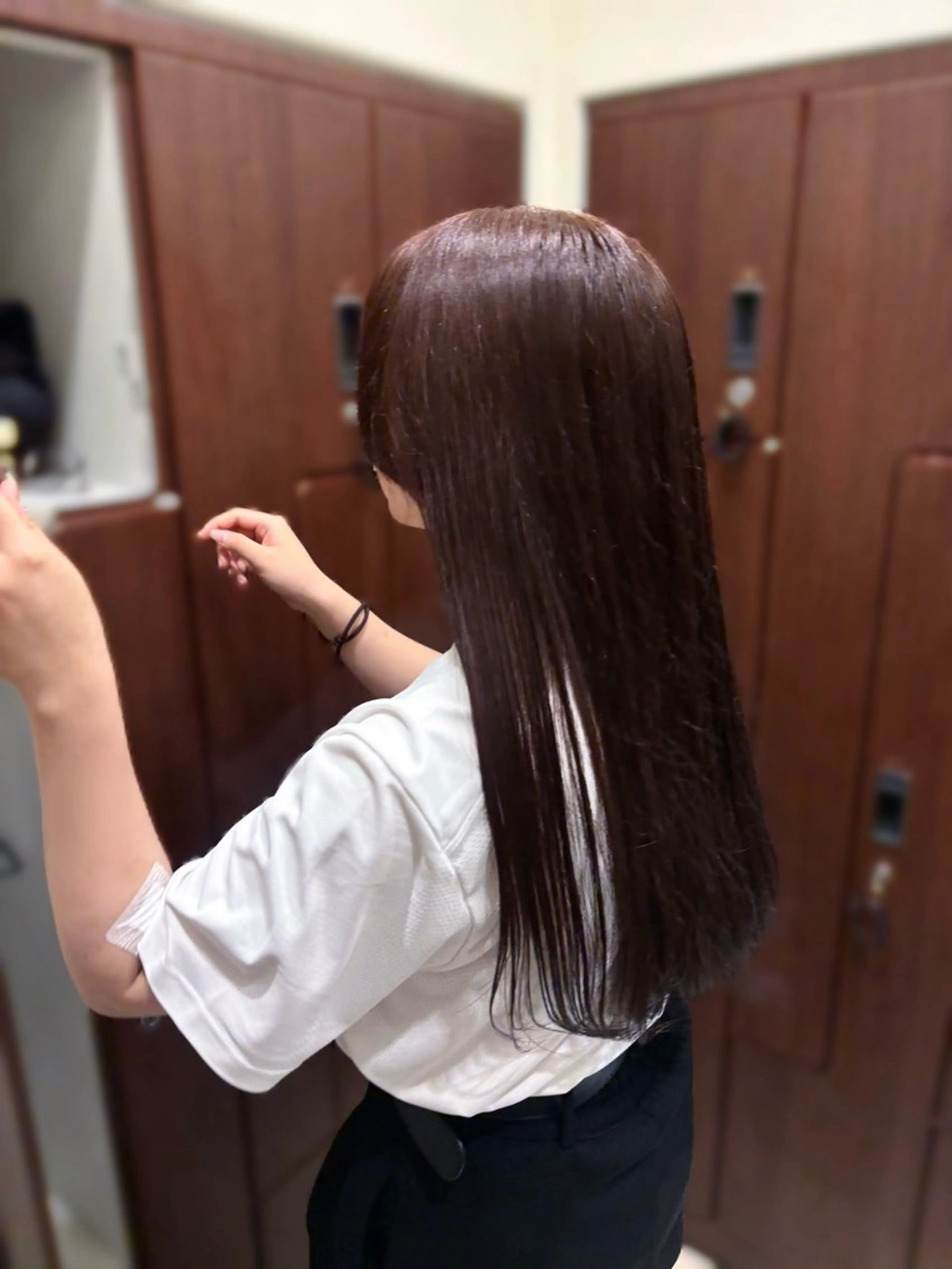 ロング カラー ブリーチ ブラウンカラー ダブルカラー ブリーチなしカラー レッドカラー 益田 実苗 //カラー//布施のヘアスタイル
