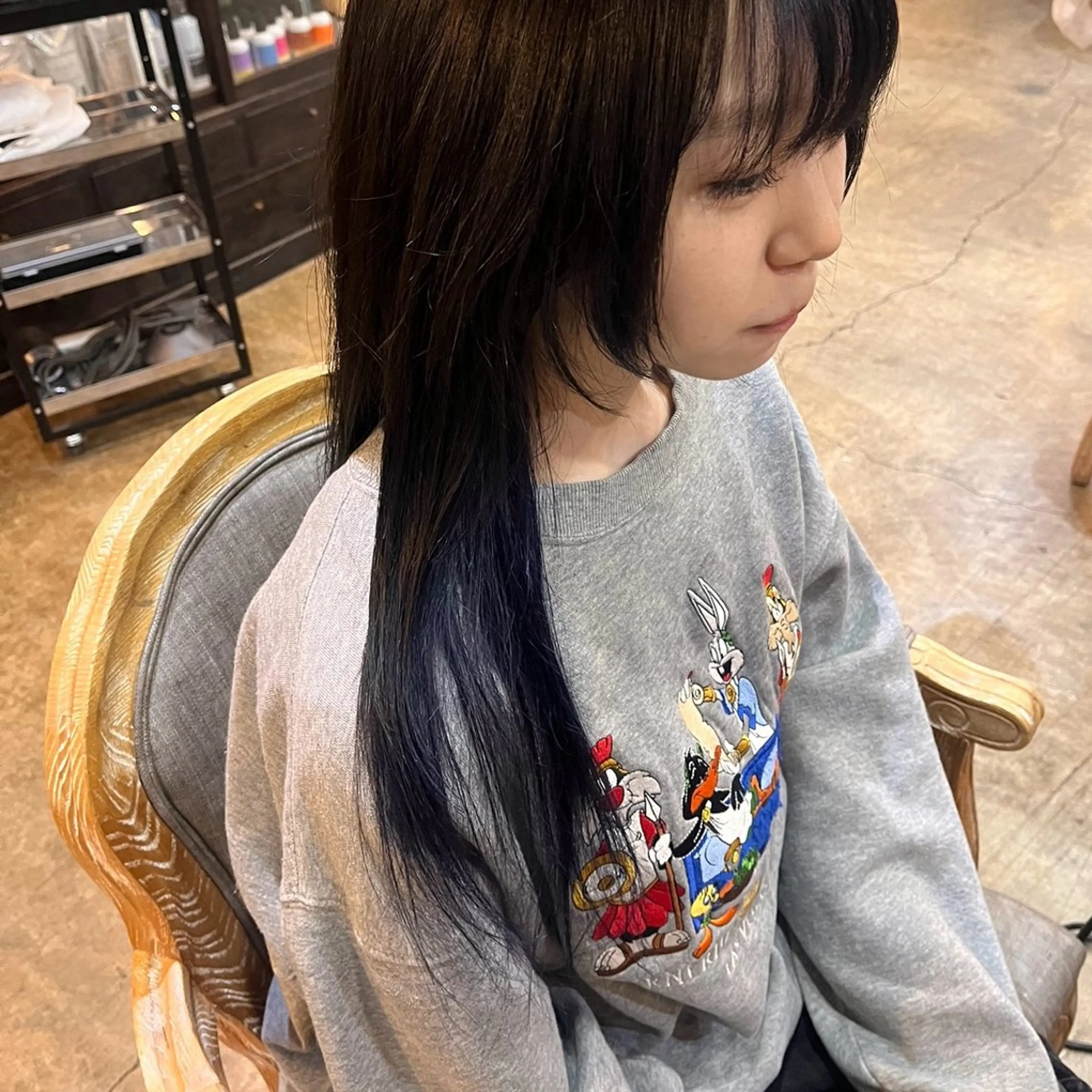 カラー 透明感カラー ネイビーカラー ヘアカラー 松原 樹里のヘアスタイル