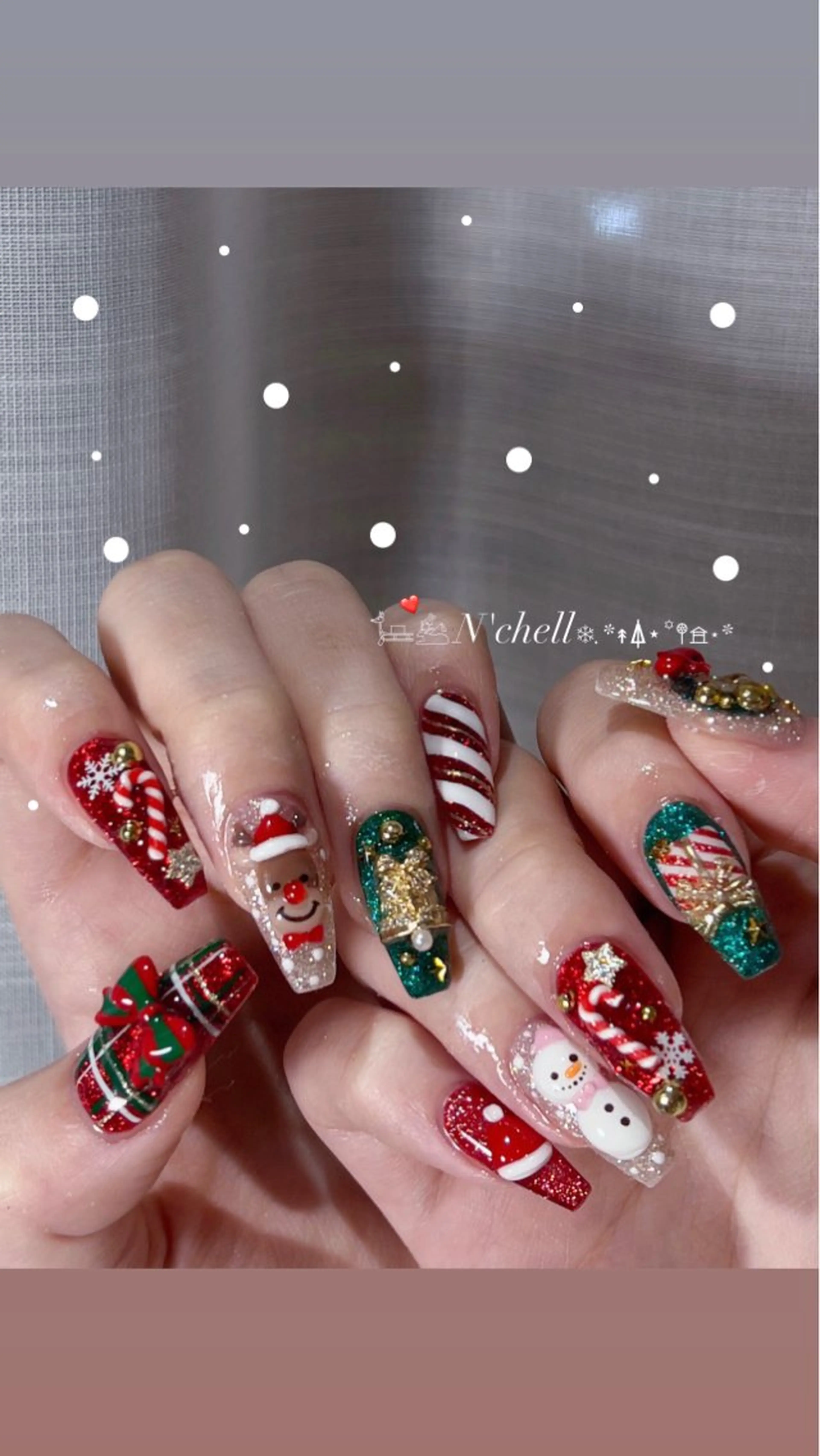 ネイル 冬ネイル クリスマス ハンドネイル Nailist Minekiのネイルデザイン