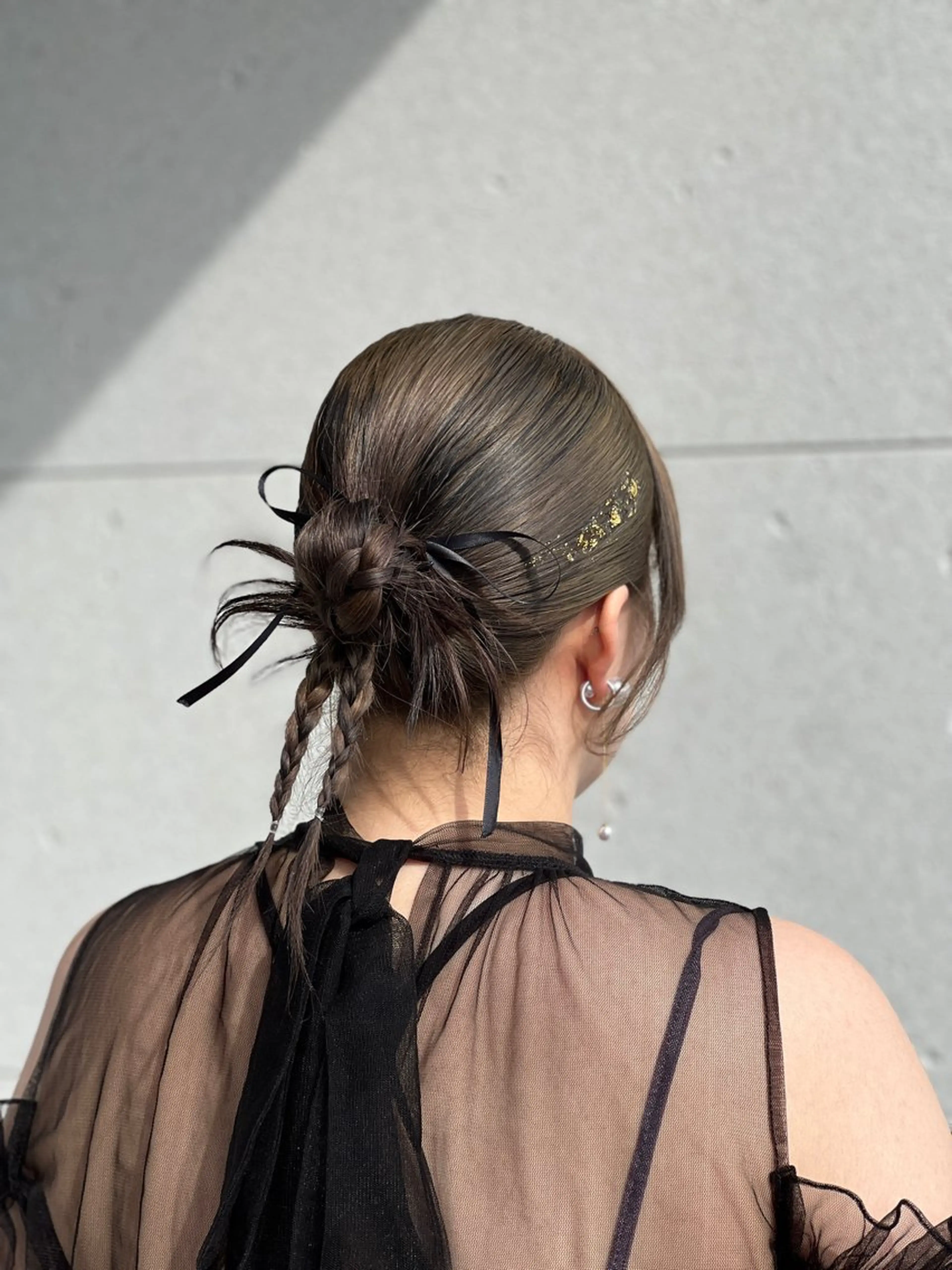 ミディアム ヘアアレンジ 結婚式・ブライダル 三つ編み 山口 玖瑠美のヘアスタイル