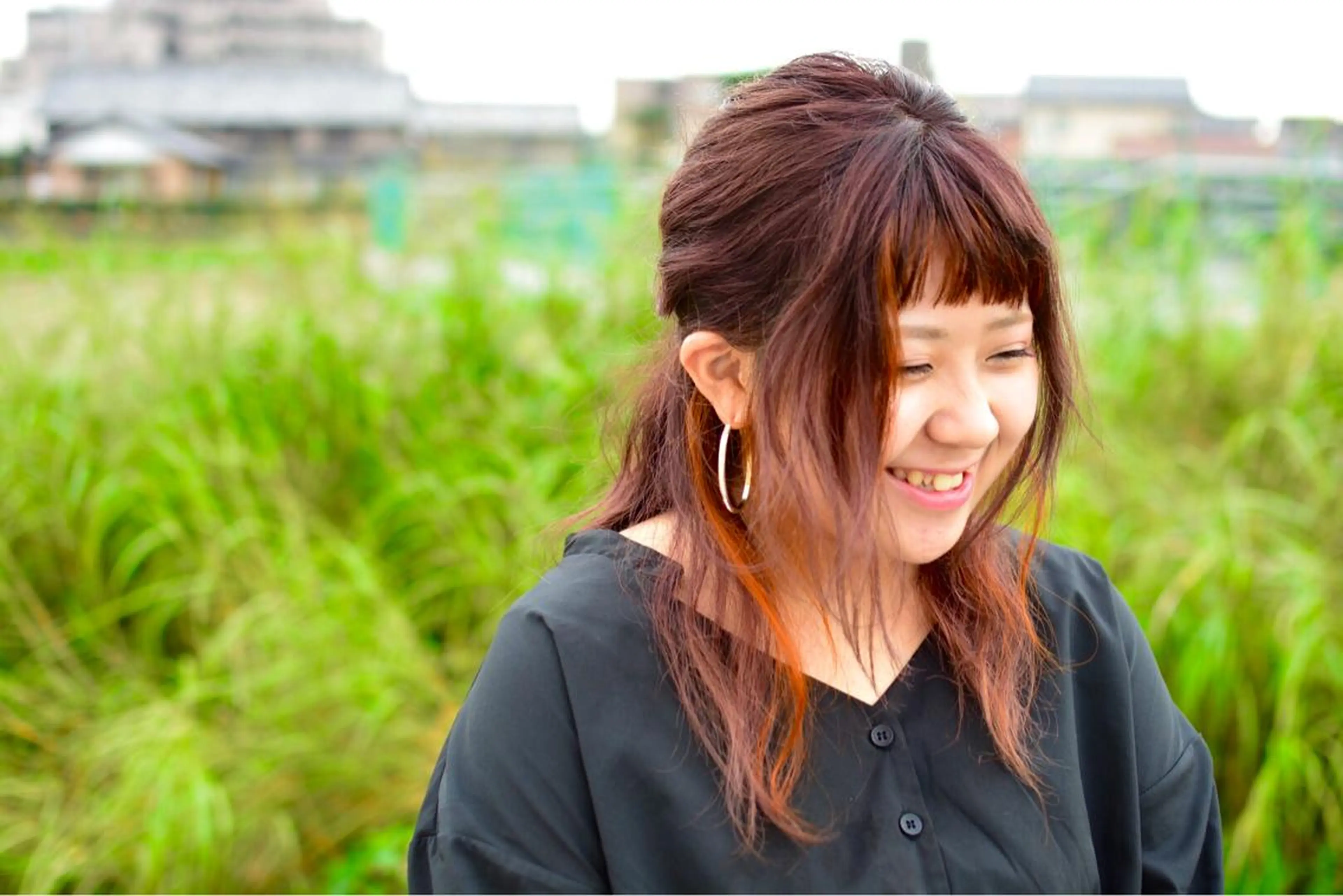 ミディアム カラー オレンジ ピンクカラー 信原 獎人のヘアスタイル