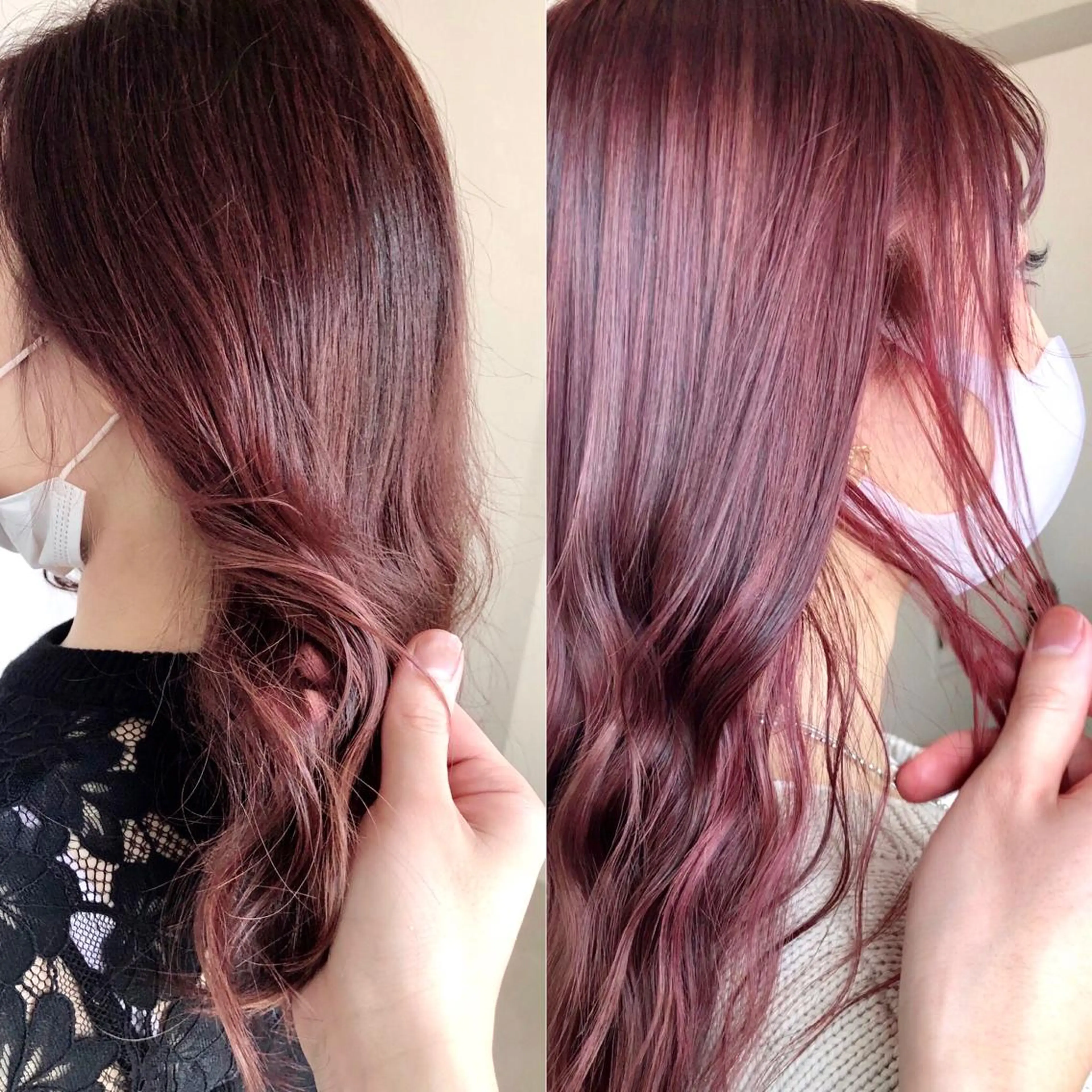 セミロング カラー ブリーチ ピンクカラー ヘアカラー トリートメント 難波/心斎橋/ボブ/ 髪質改善/ハイトーンのヘアスタイル